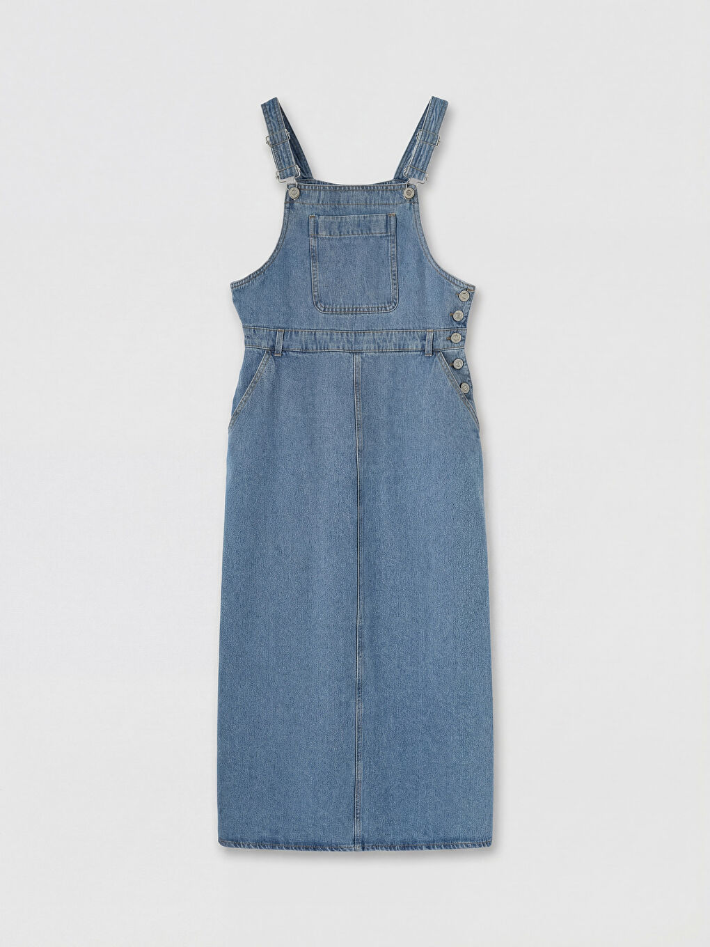 Square Neck Jean Dungaree Dress
