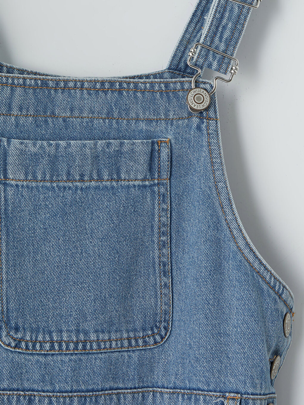 Square Neck Jean Dungaree Dress-2