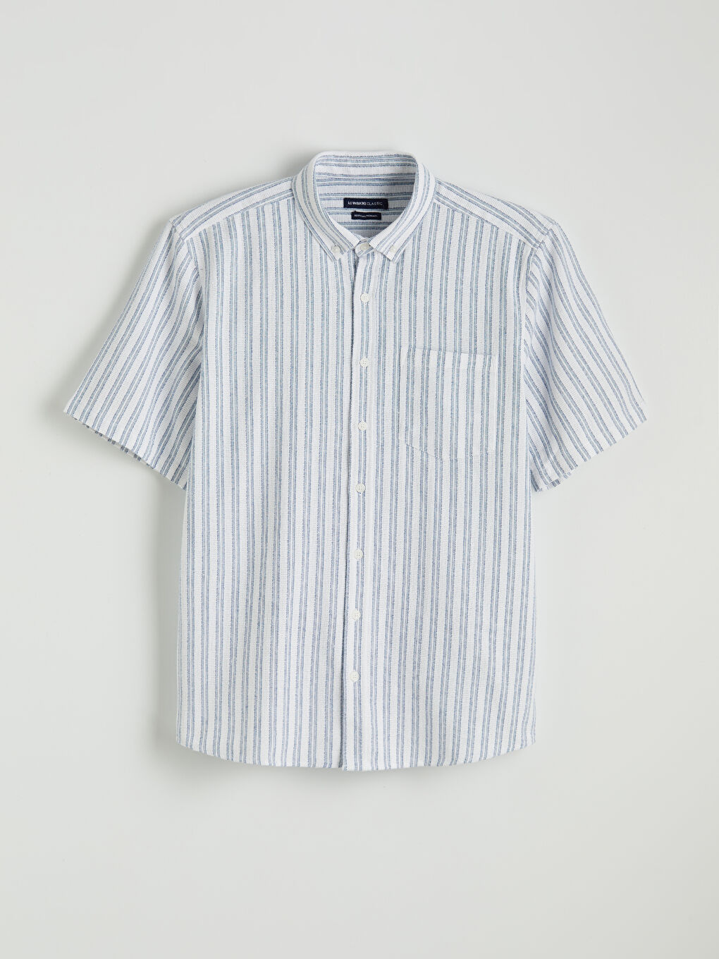 Lacivert Regular Fit Çizgili Erkek Gömlek