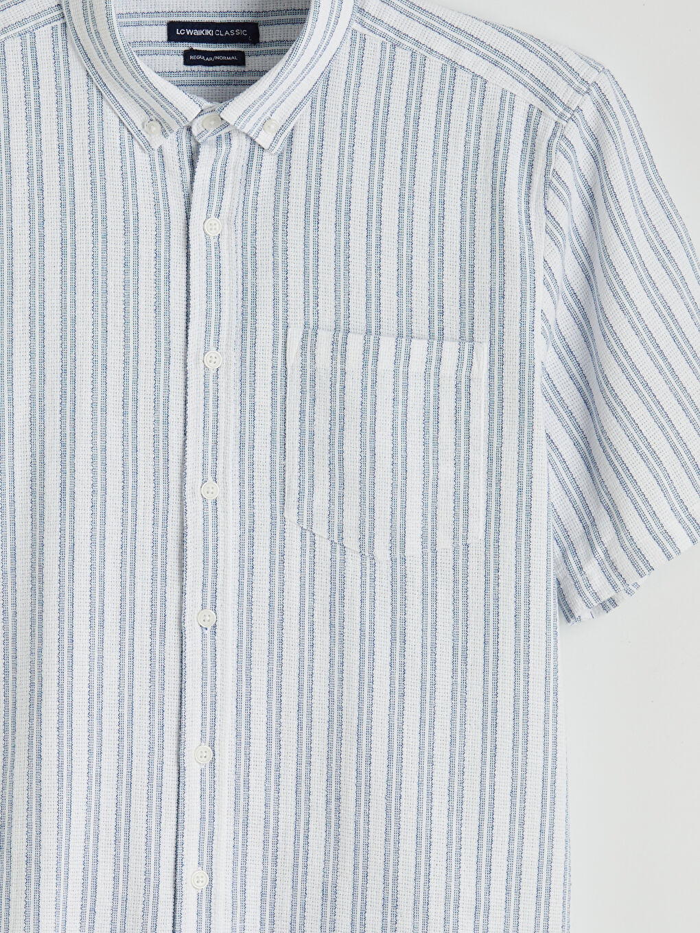 Lacivert Regular Fit Çizgili Erkek Gömlek-1