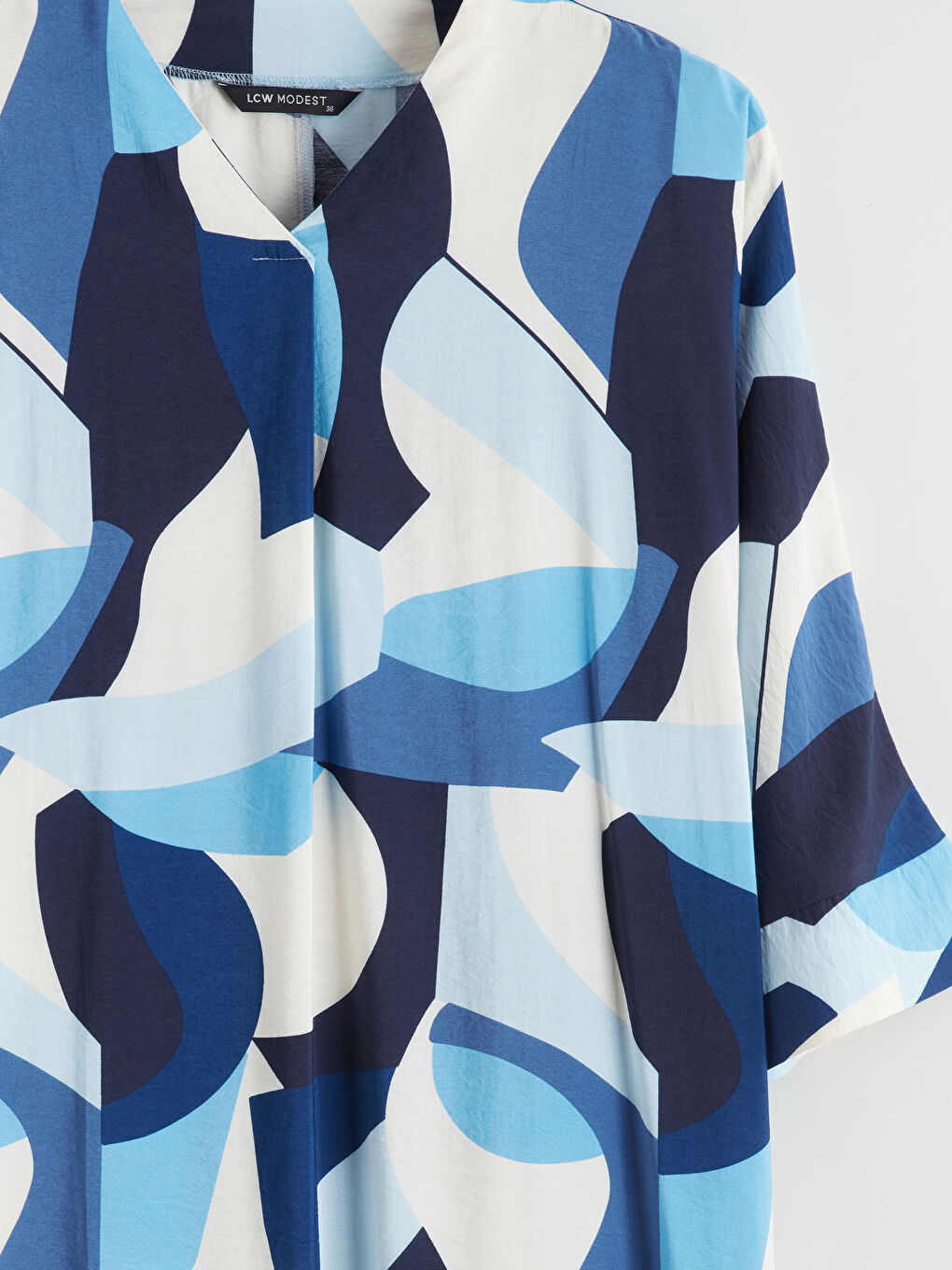 V-Neck Patterned Long Dress-5