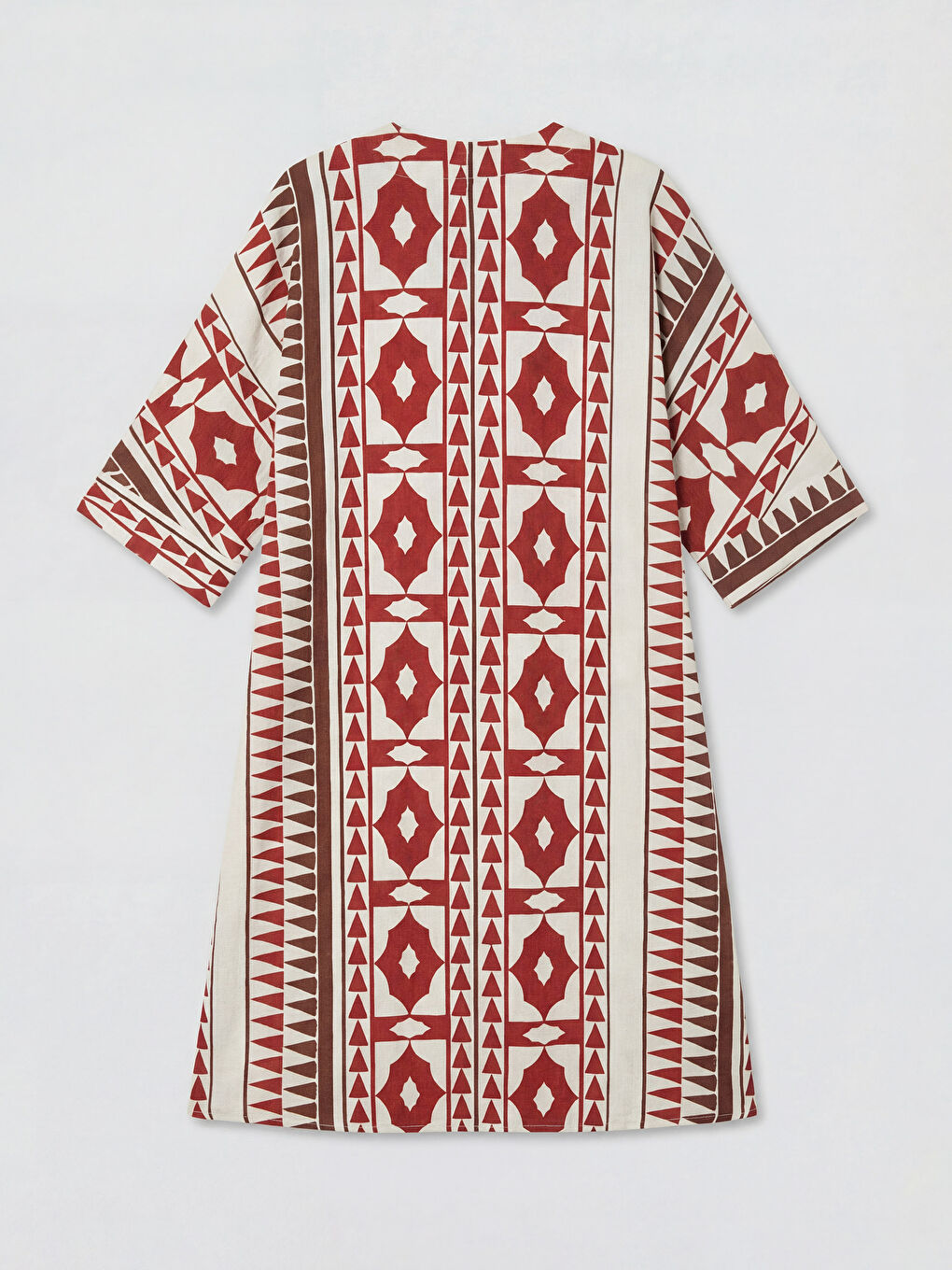 V Neck Patterned A Line Oversize Dress-5