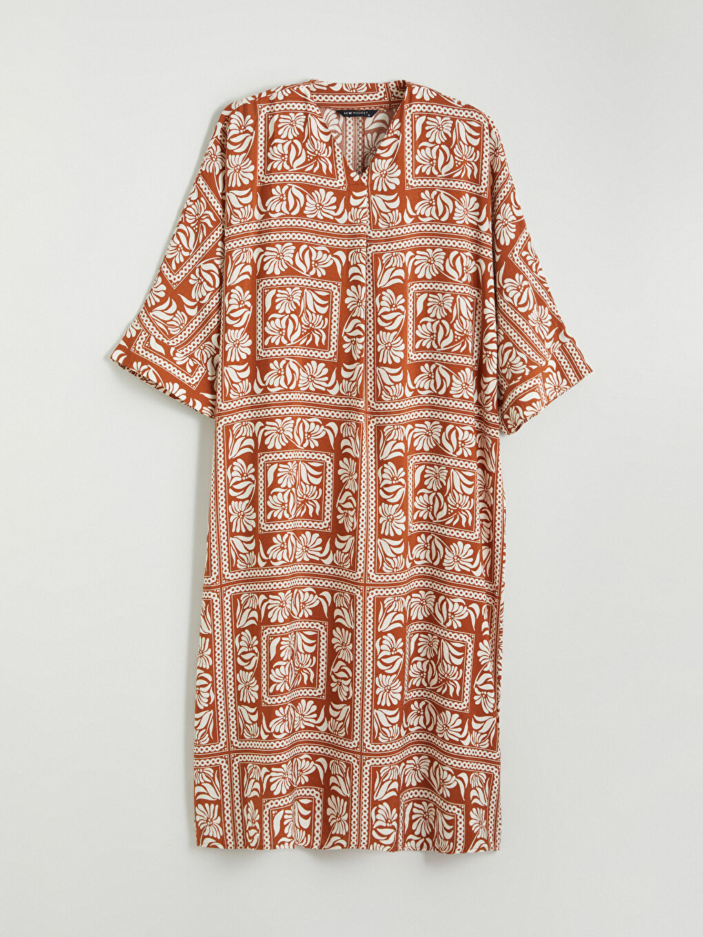 V-Neck Patterned Long Dress-4