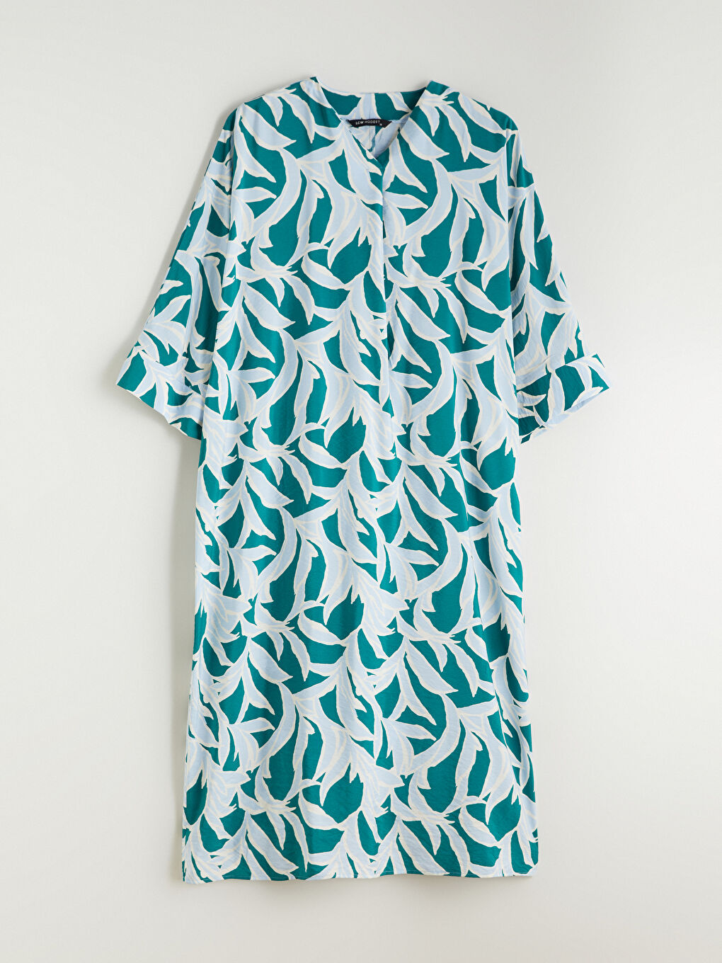 V-Neck Patterned Long Dress-4