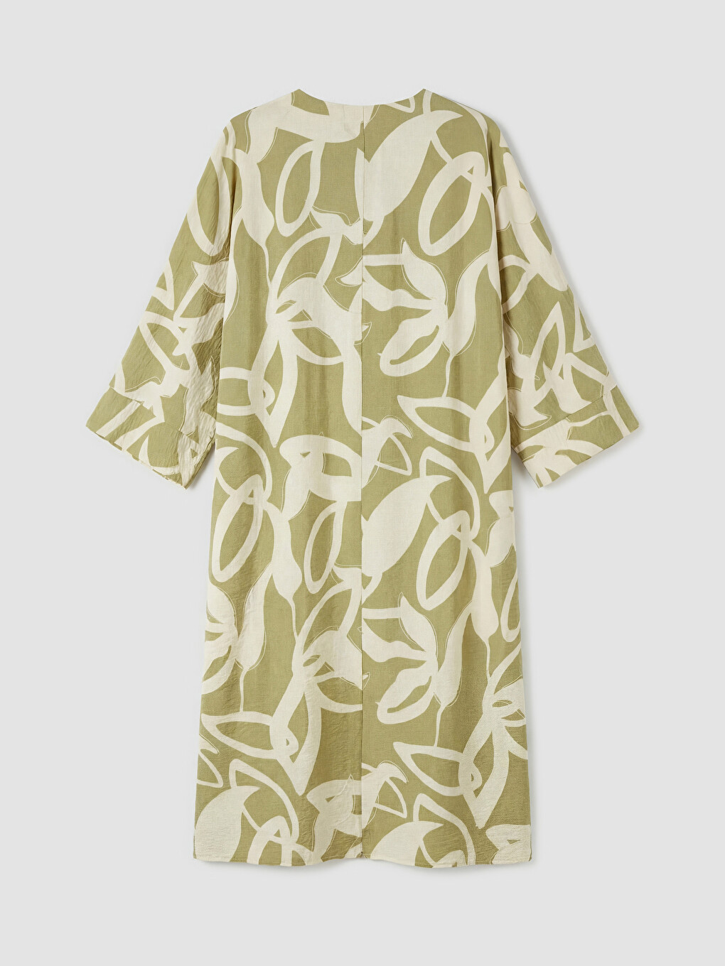 V Neck Patterned A Line Oversize Dress-5