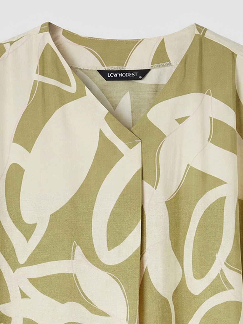 V Neck Patterned A Line Oversize Dress-6