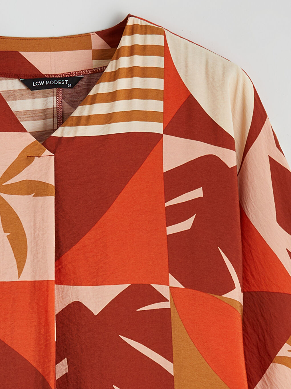 V-Neck Patterned Long Dress-5