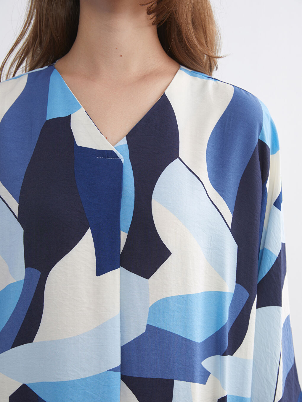 V-Neck Patterned Long Dress-2