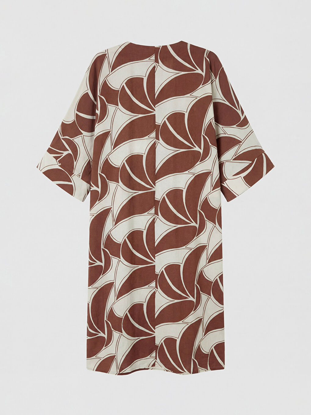 Haljina A kroja sa uzorkom i V izrezom, oversize kroja-5