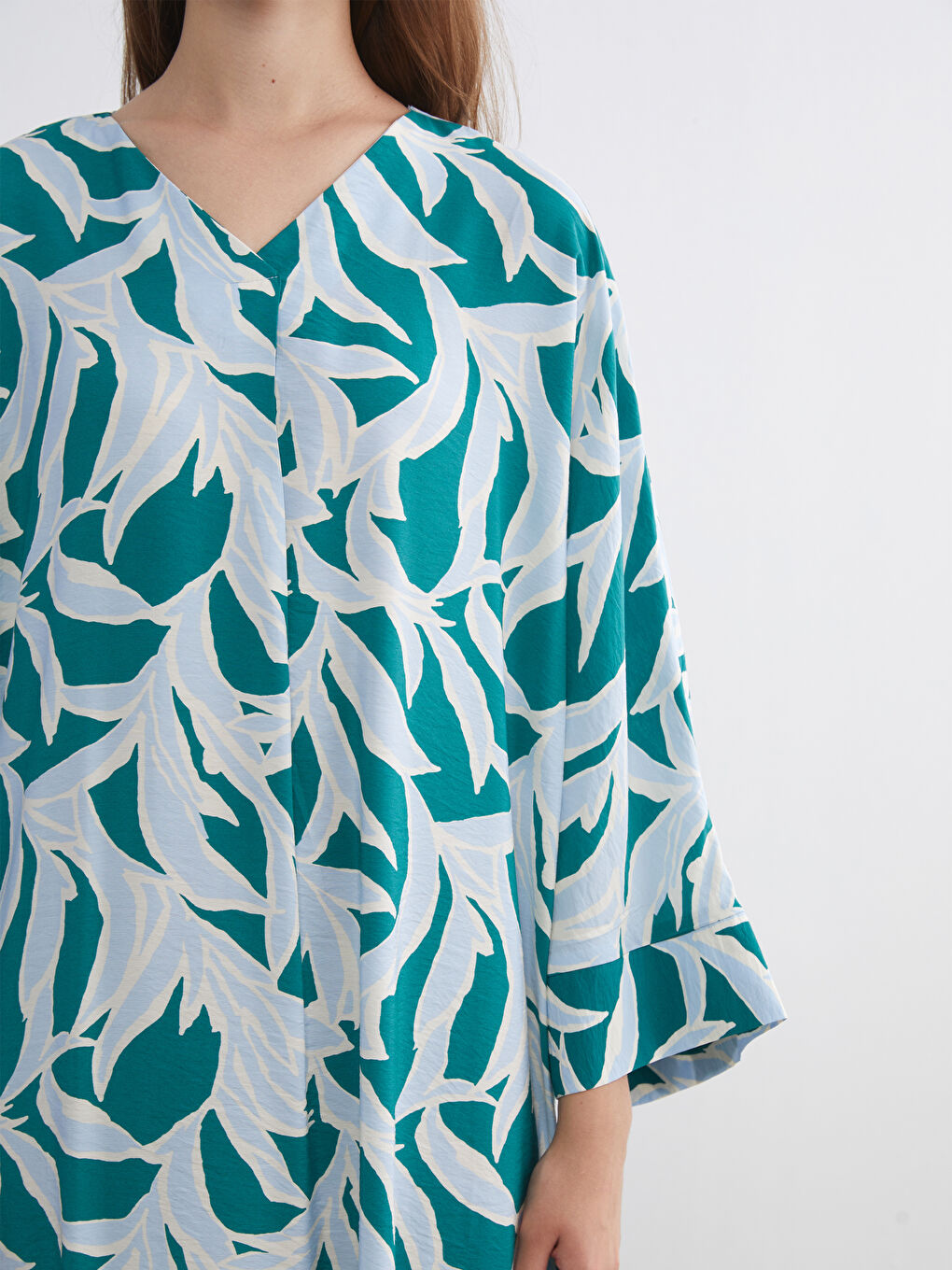 V-Neck Patterned Long Dress-2