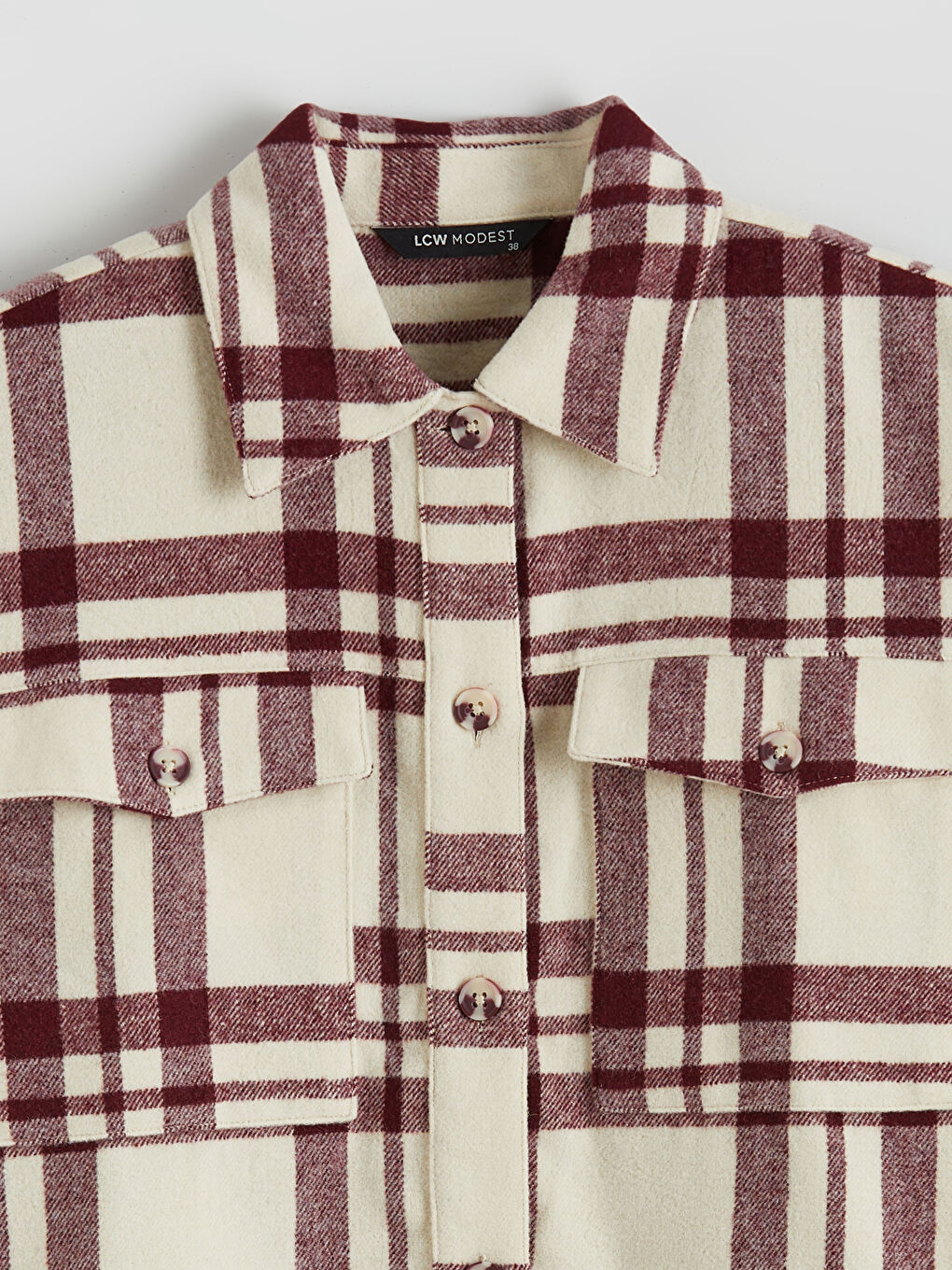 Клетчатая оверсайз женская шерстяная рубашка-куртка-5