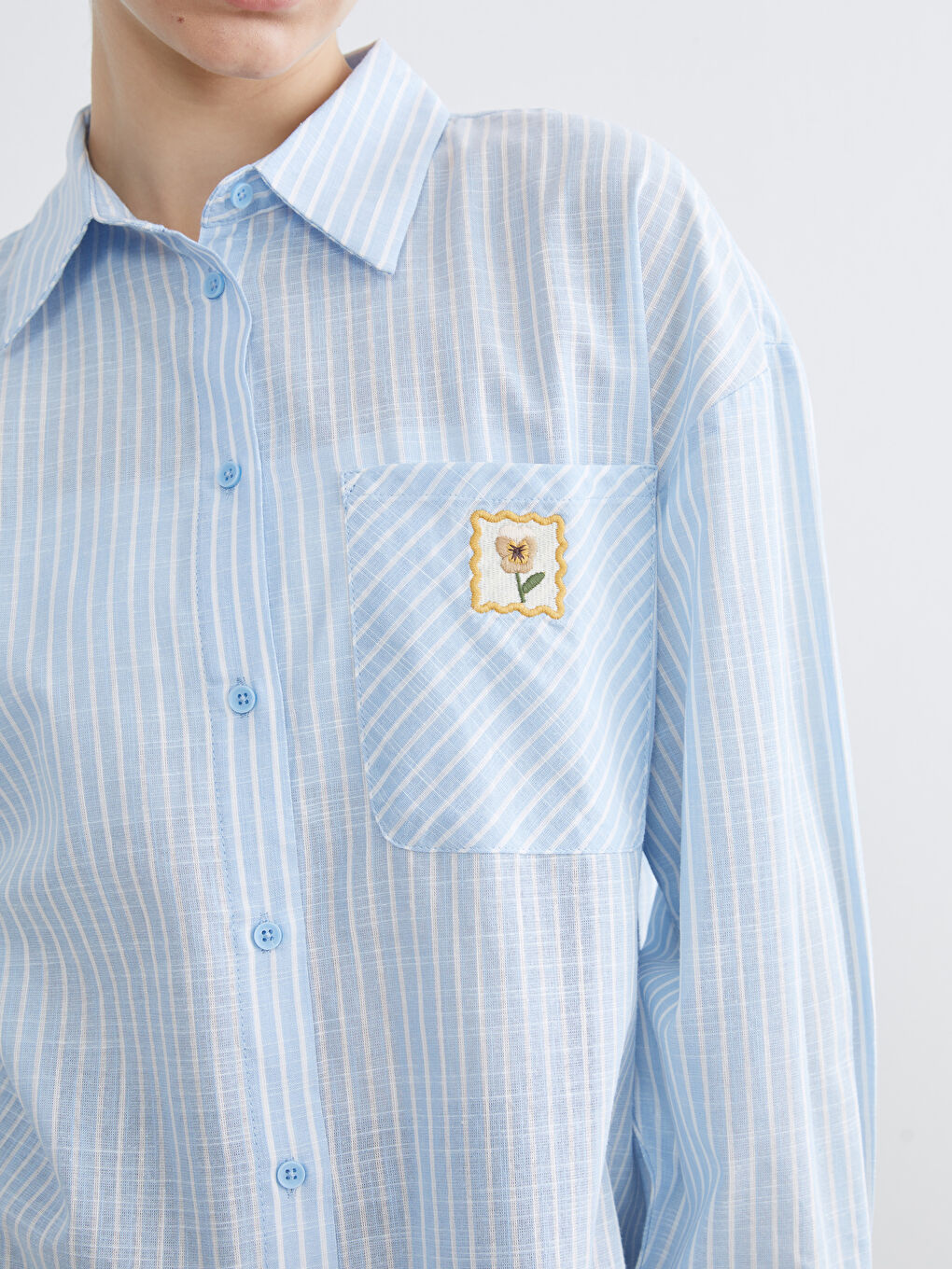 Striped Oversized Poplin Women's Shirt Tunic-2