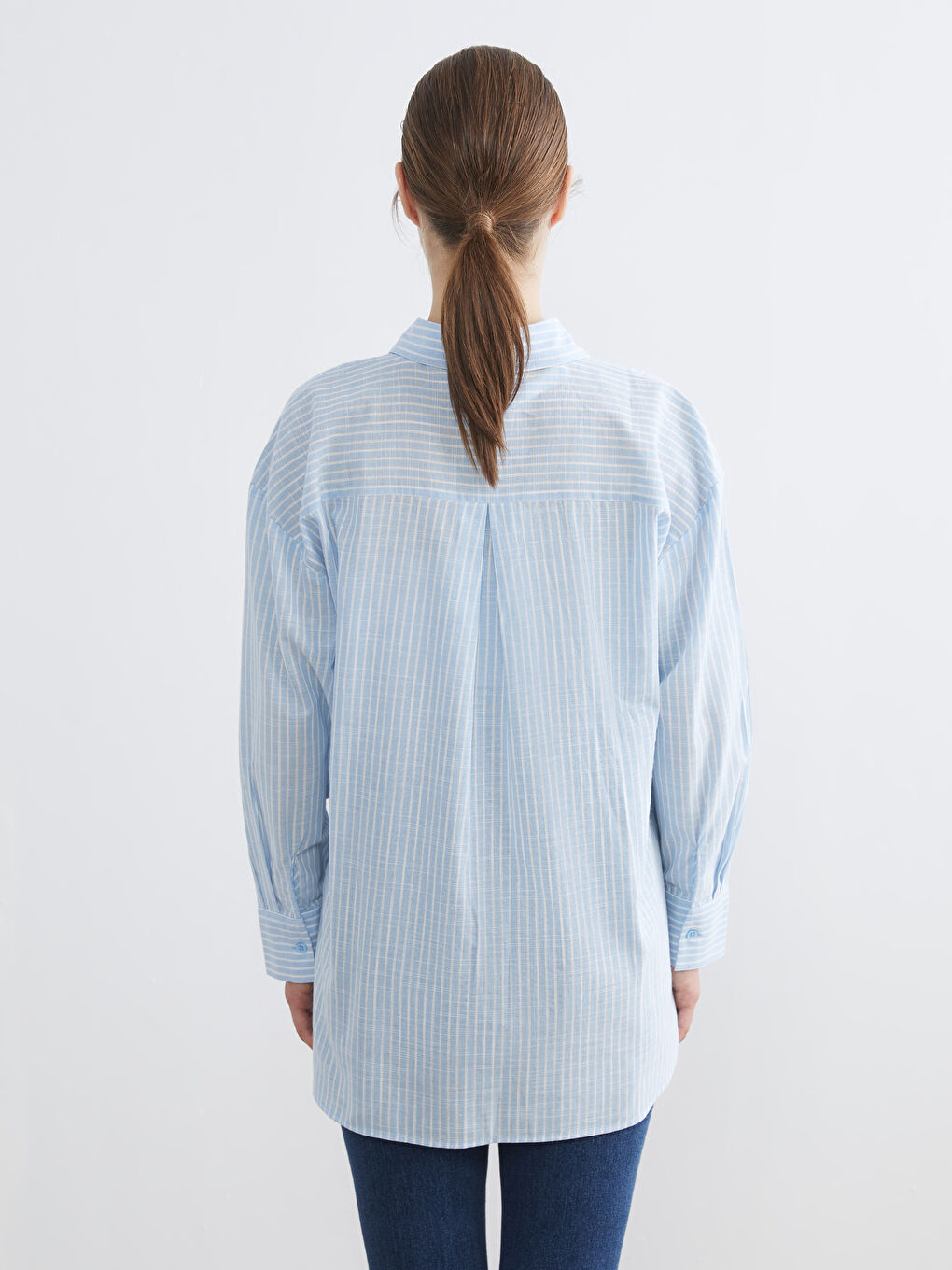 Striped Oversized Poplin Women's Shirt Tunic-3