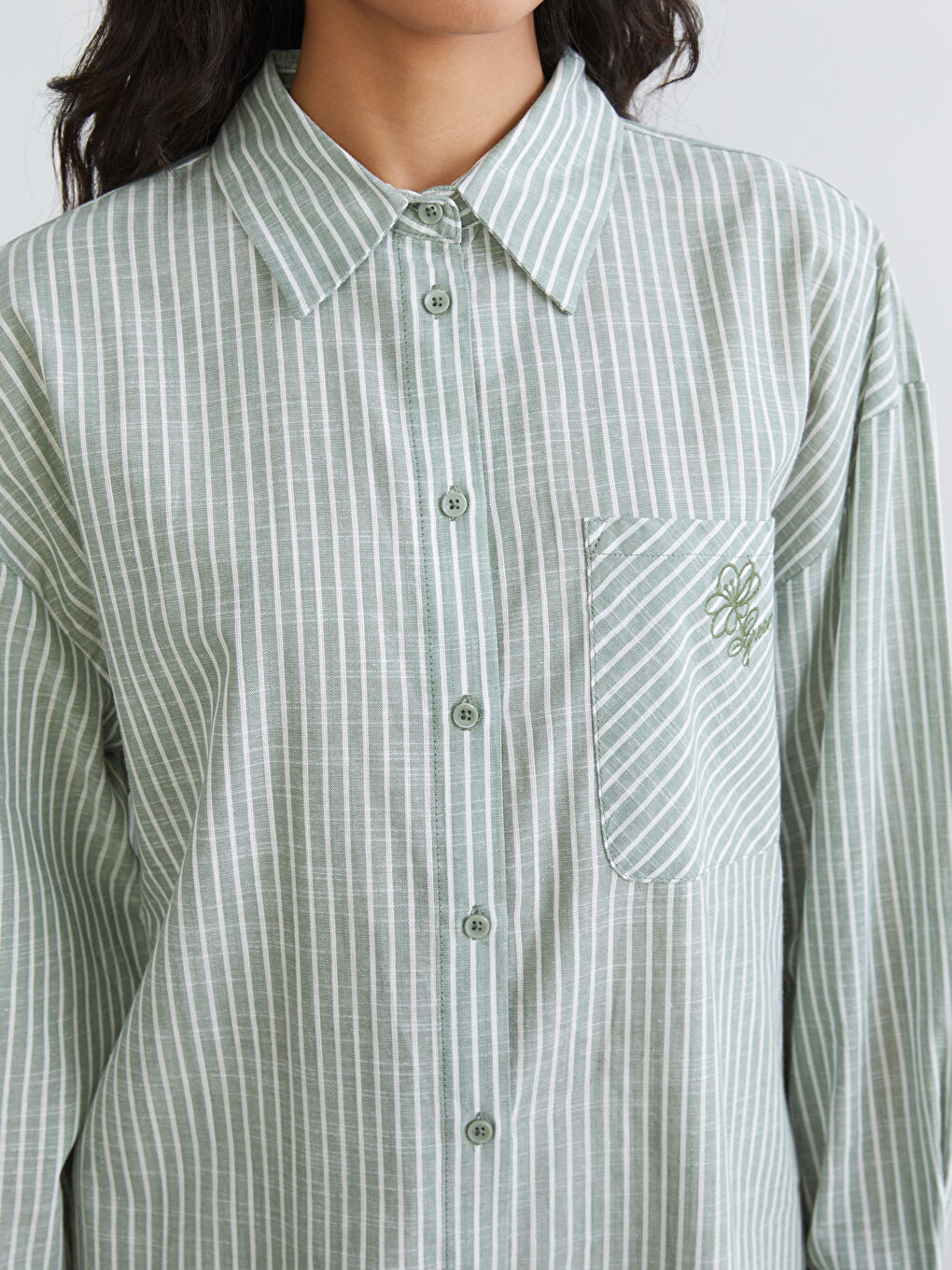 Striped Oversized Poplin Women's Shirt Tunic-2