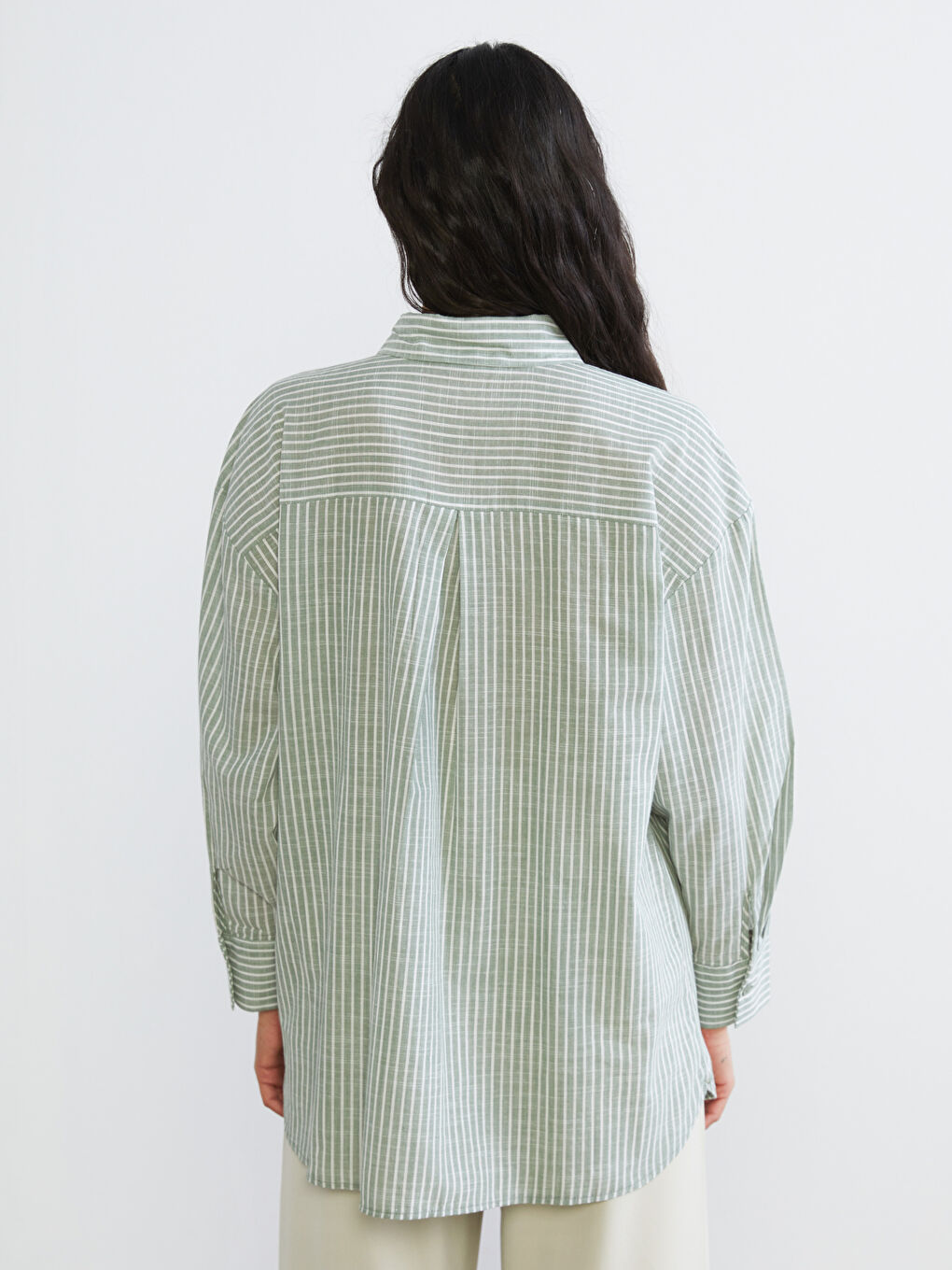 Striped Oversized Poplin Women's Shirt Tunic-3