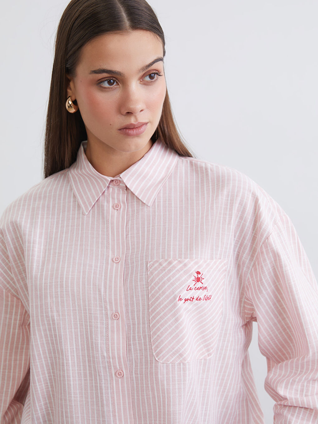 تونیکی کراس خەتخەت ئۆڤەرسایز پۆپلین بۆ ژنان