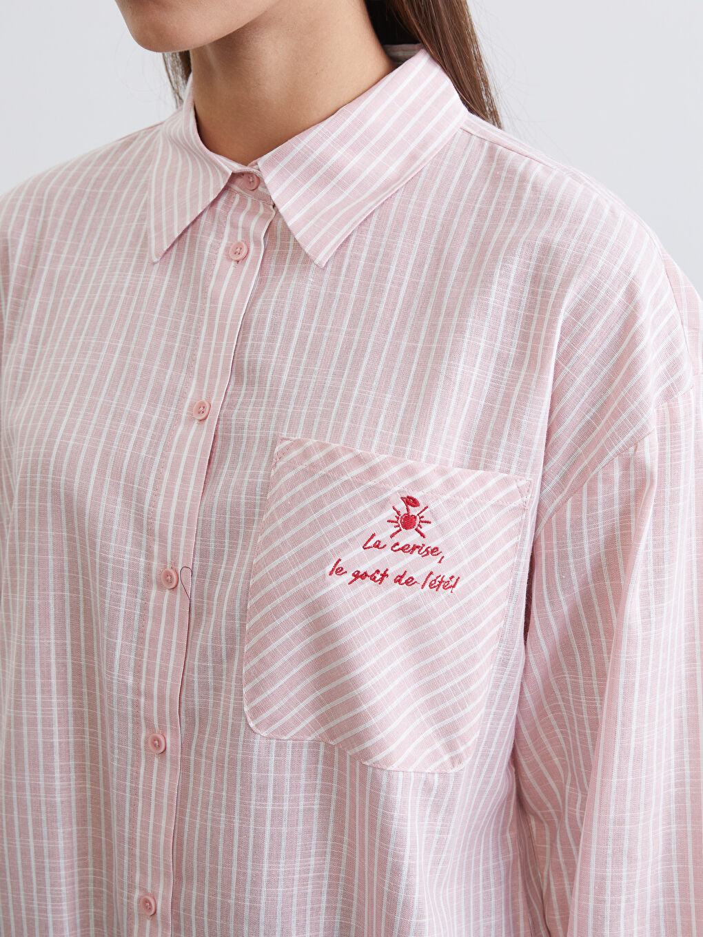 تونیکی کراس خەتخەت ئۆڤەرسایز پۆپلین بۆ ژنان-2