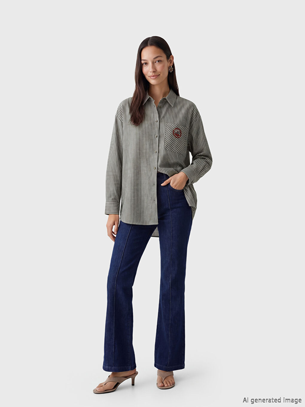 Tunique chemise oversize à rayures pour femme-1