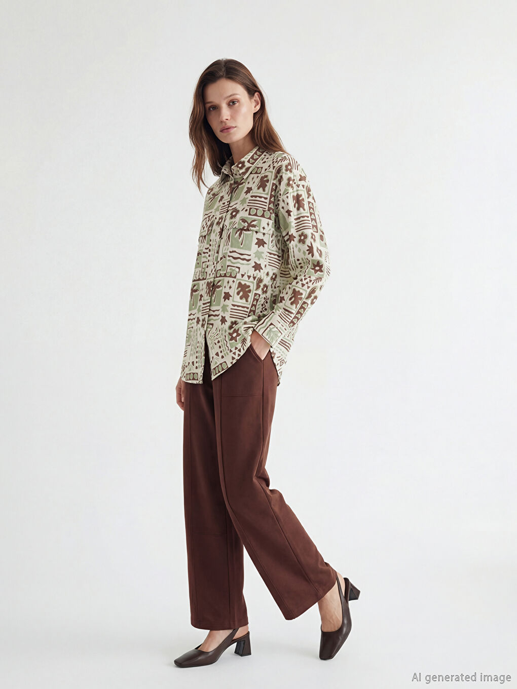 Patterned Oversize Women's Shirt Tunic-3