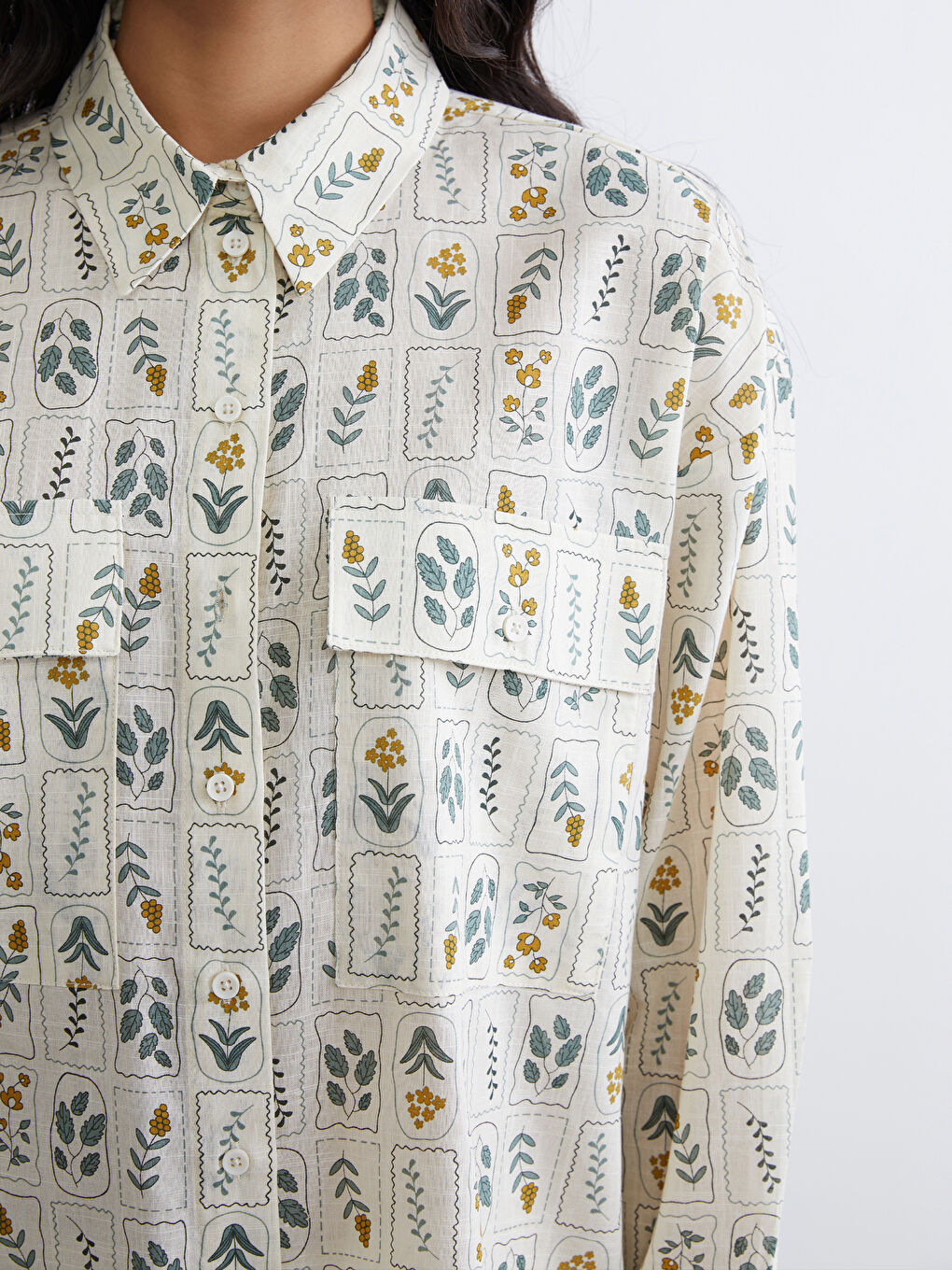 Patterned Oversized Women's Shirt Tunic-2