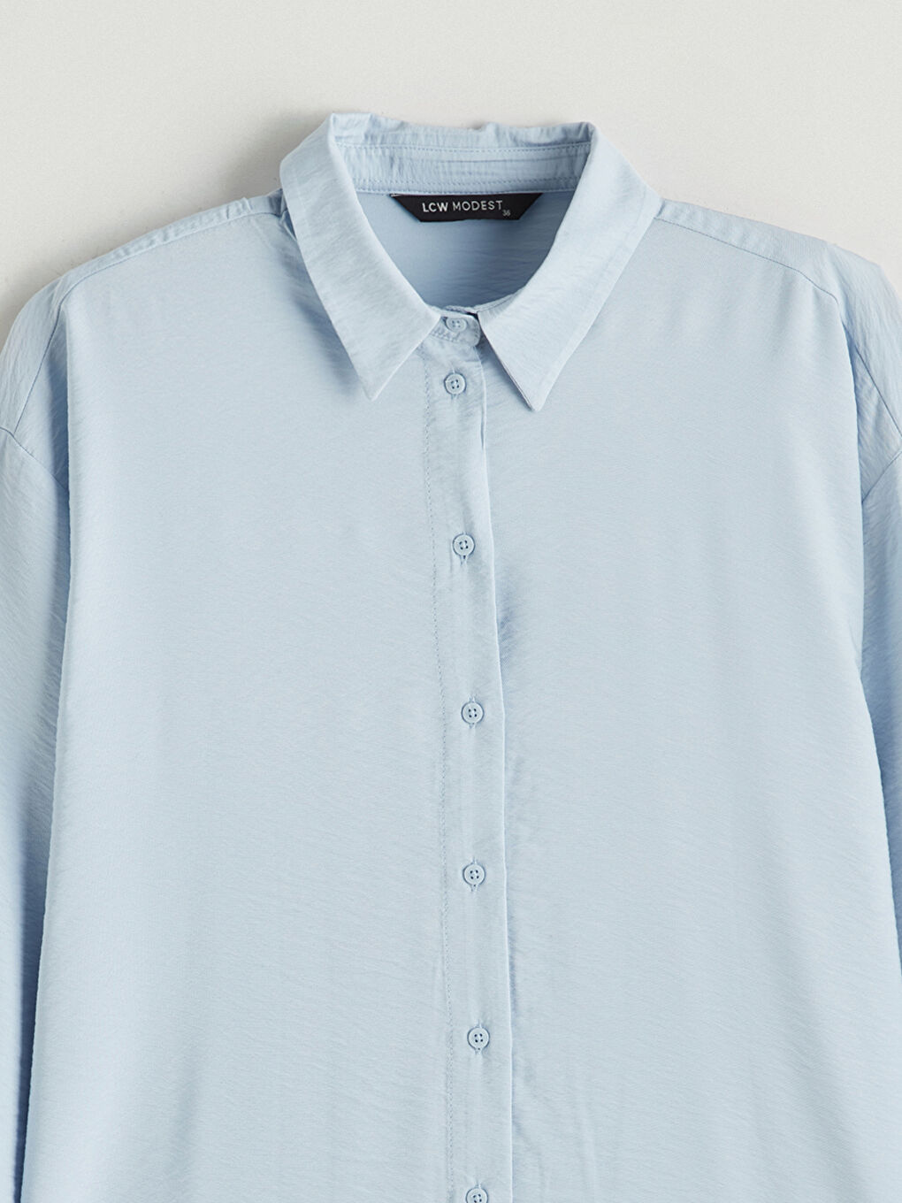 Mavi Oversize Gabardin Kadın Gömlek Tunik	-5