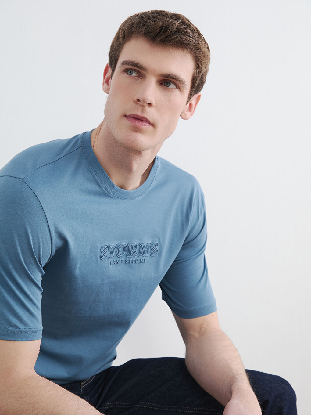 Crew Neck Printed Men's Knitted T-Shirt