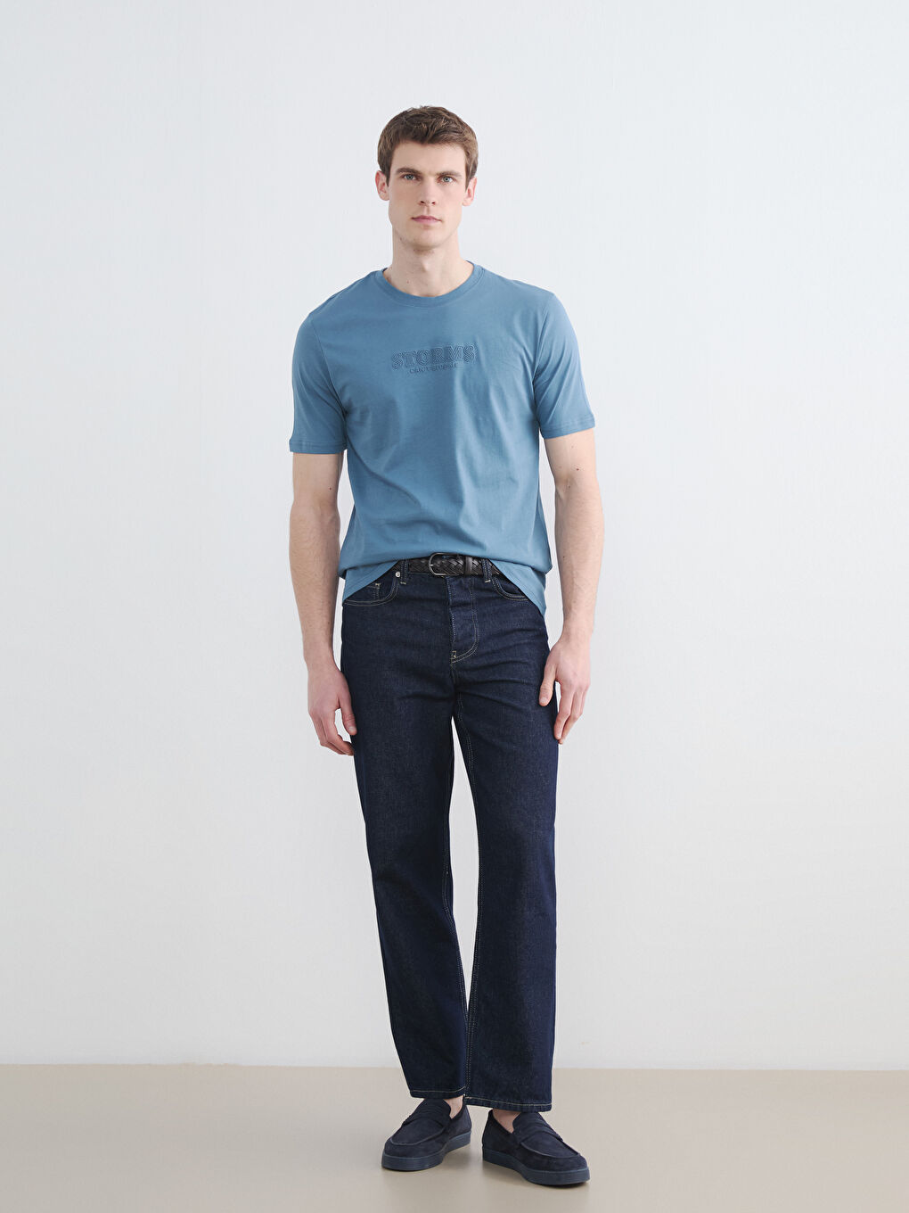 Crew Neck Printed Men's Knitted T-Shirt-1