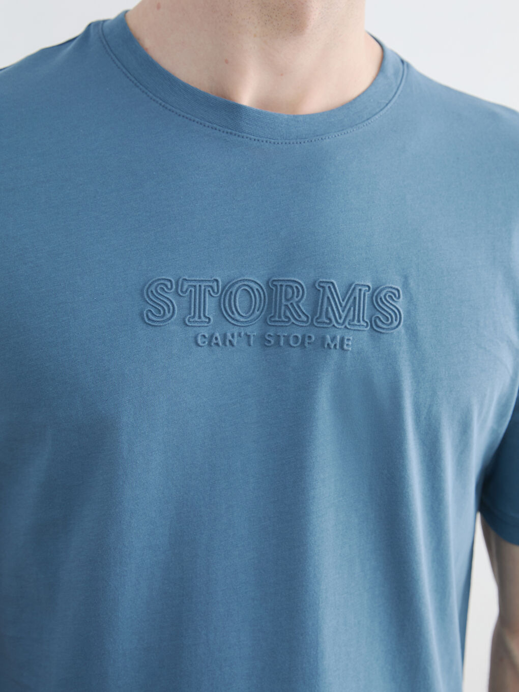 Crew Neck Printed Men's Knitted T-Shirt-2