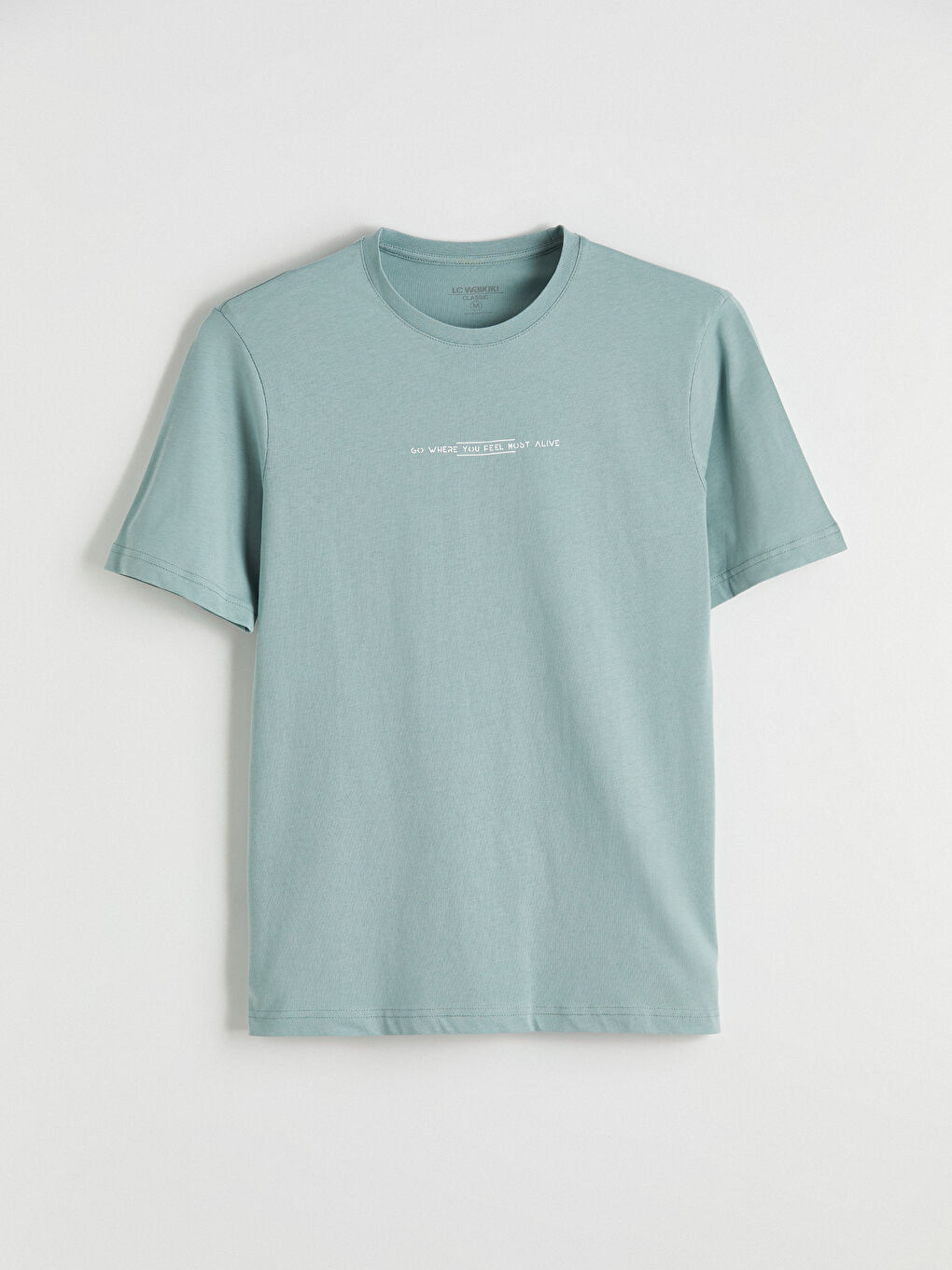 Mavi Bisiklet Yaka Baskılı Penye Erkek Tişört