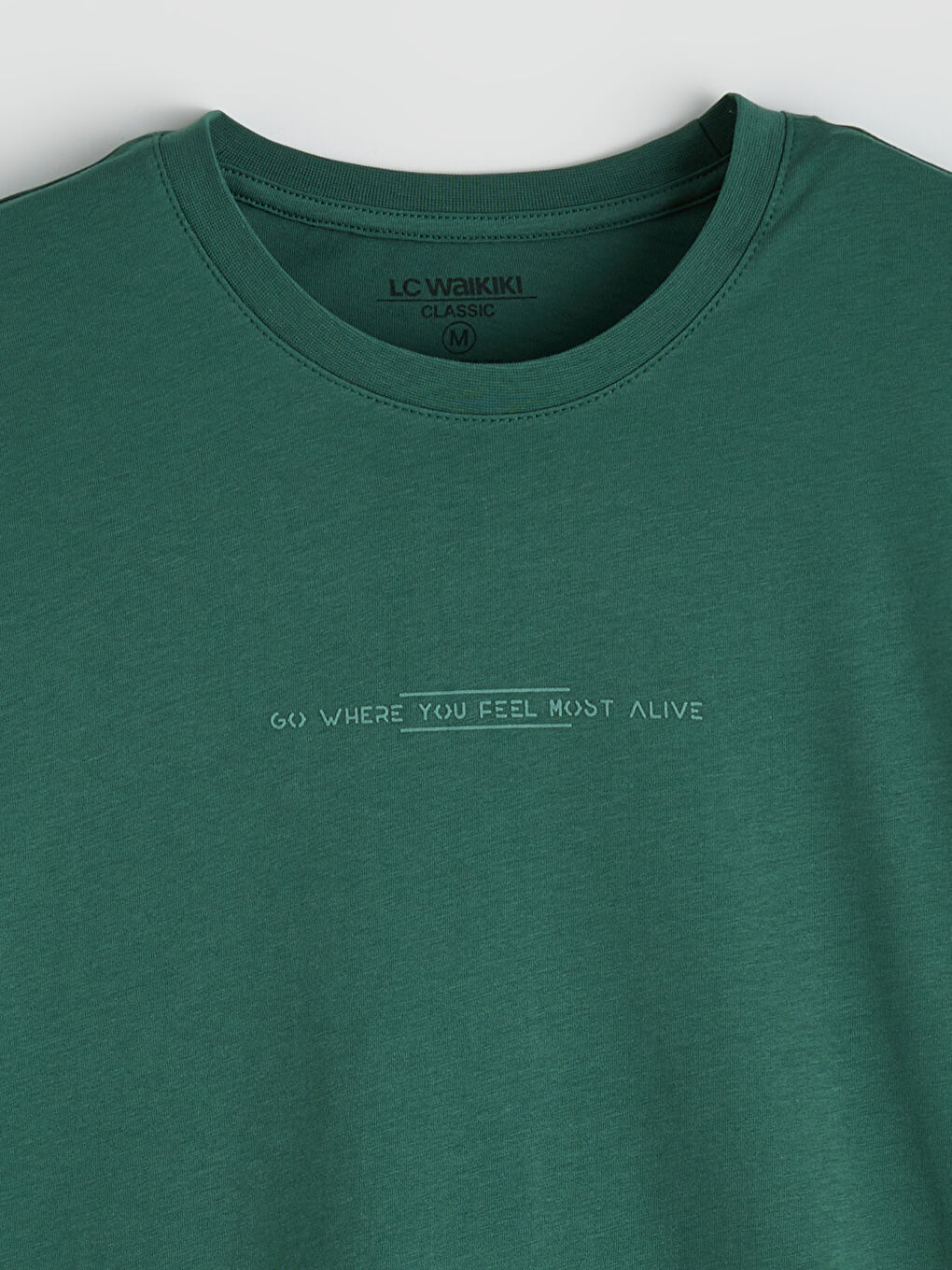 Yeşil Bisiklet Yaka Baskılı Penye Erkek Tişört-5