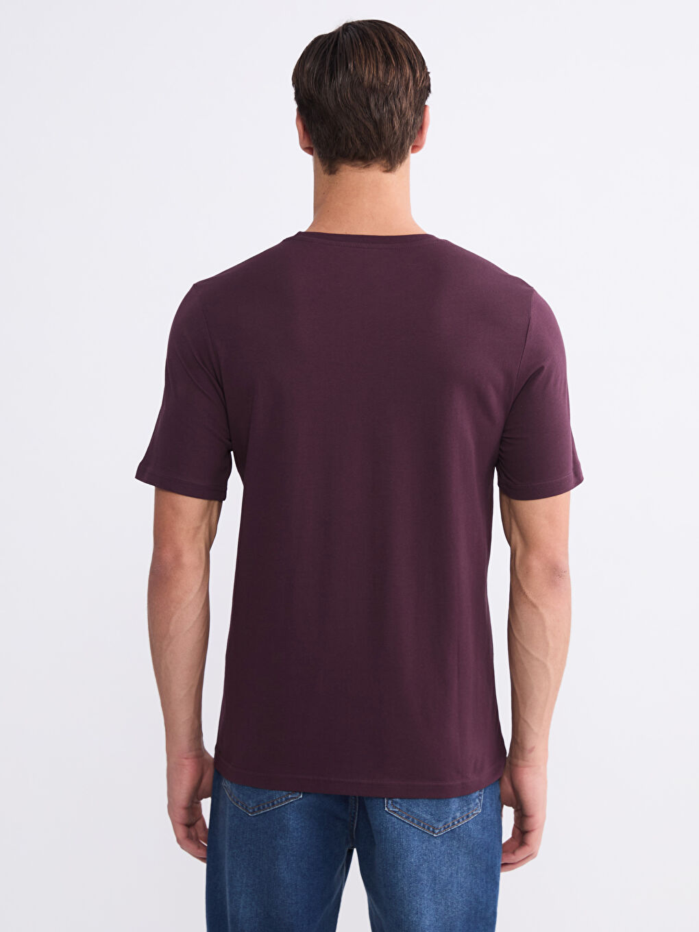 Mürdüm Bisiklet Yaka Baskılı Penye Erkek Tişört-3