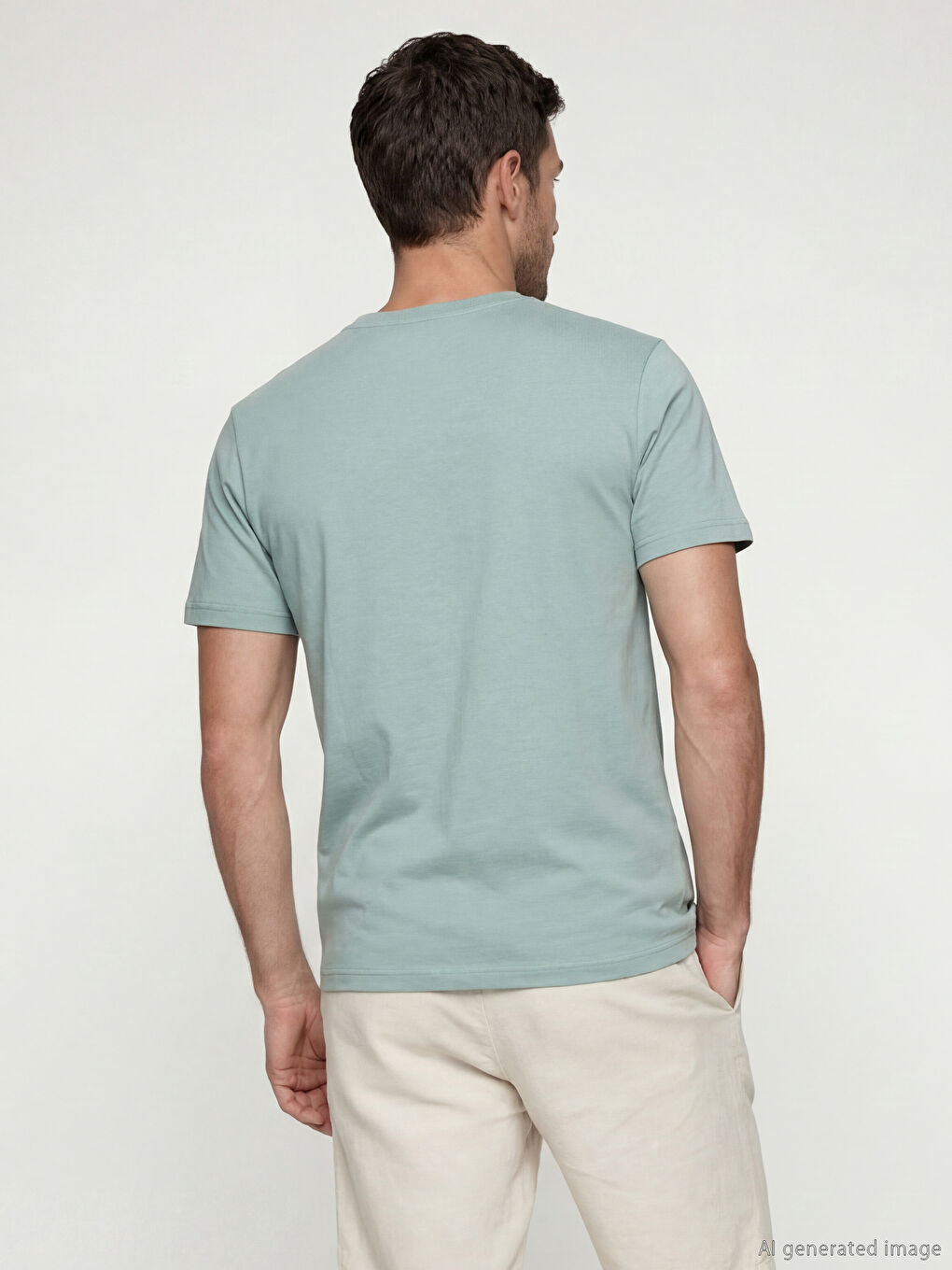 Mavi Bisiklet Yaka Baskılı Penye Erkek Tişört-2