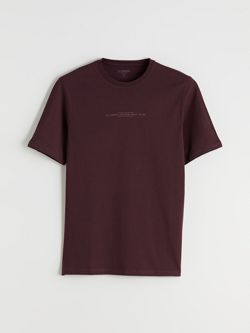 Mürdüm Bisiklet Yaka Baskılı Penye Erkek Tişört-4