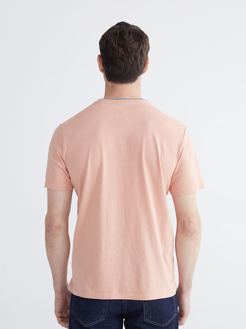 Pembe Bisiklet Yaka Baskılı Erkek Tişört-3