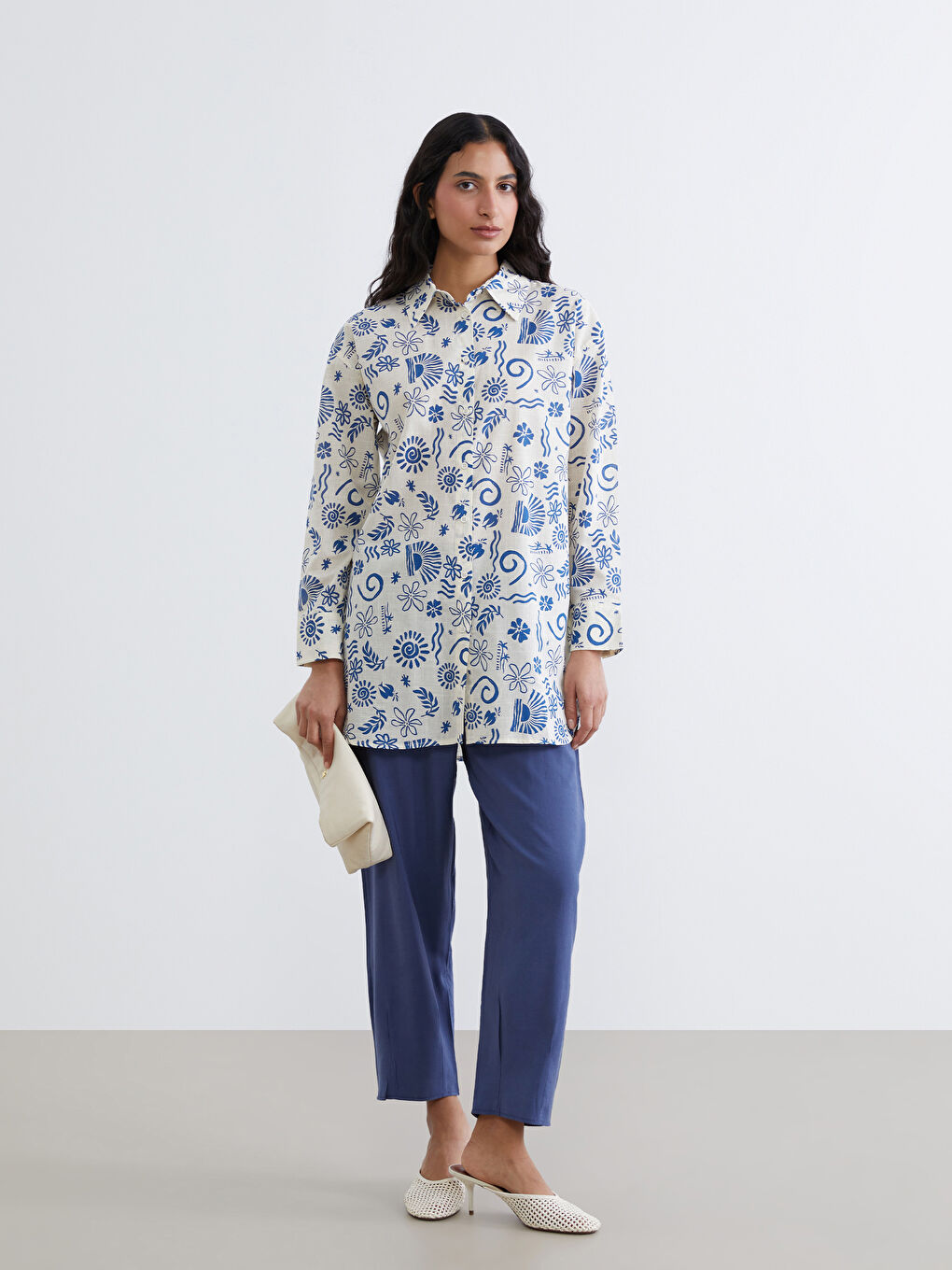 Patterned Oversized Women's Shirt Tunic-1