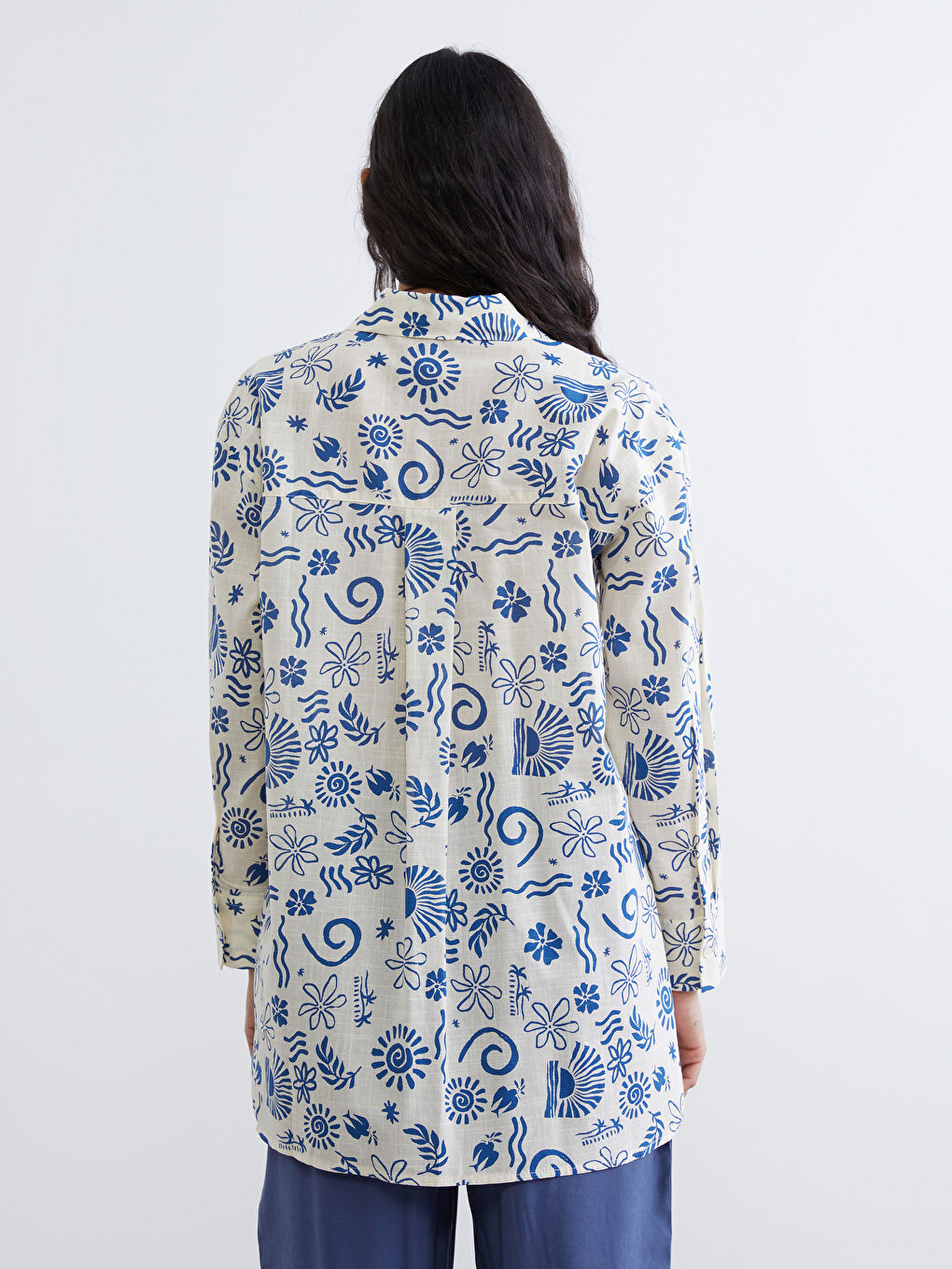 Patterned Oversized Women's Shirt Tunic-3