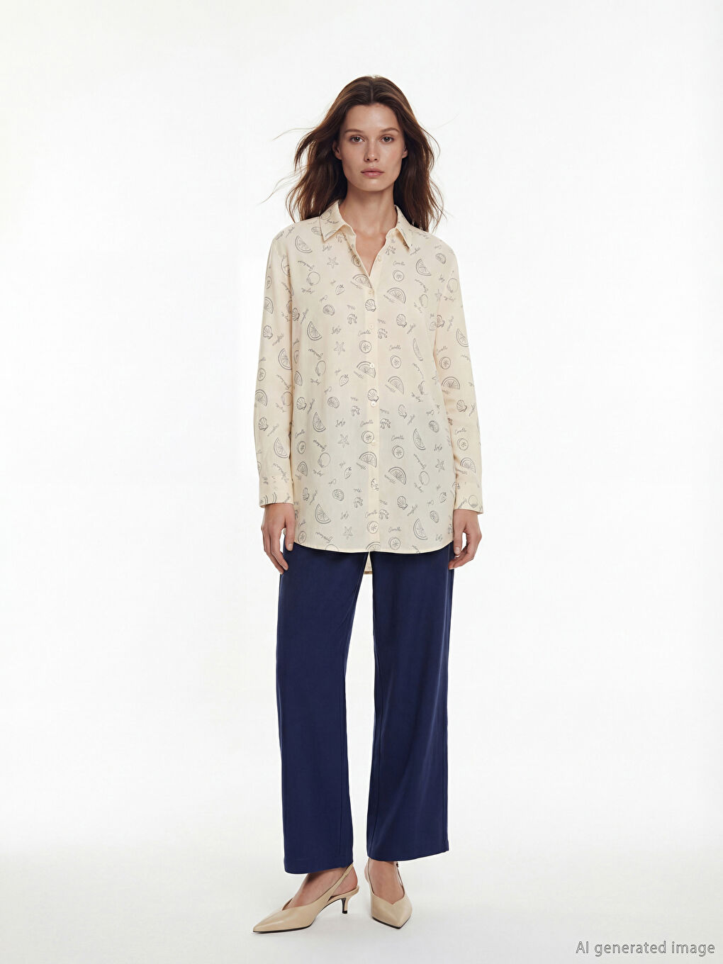 Patterned Oversize Women's Shirt Tunic-1