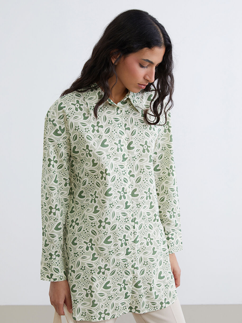 Patterned Oversized Women's Shirt Tunic