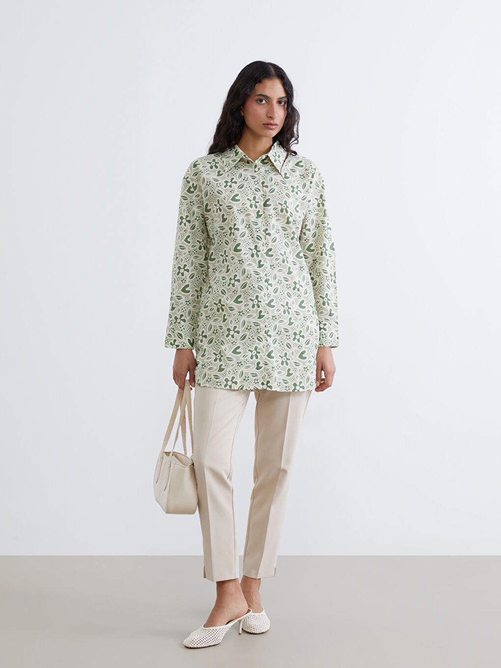 Patterned Oversized Women's Shirt Tunic-1