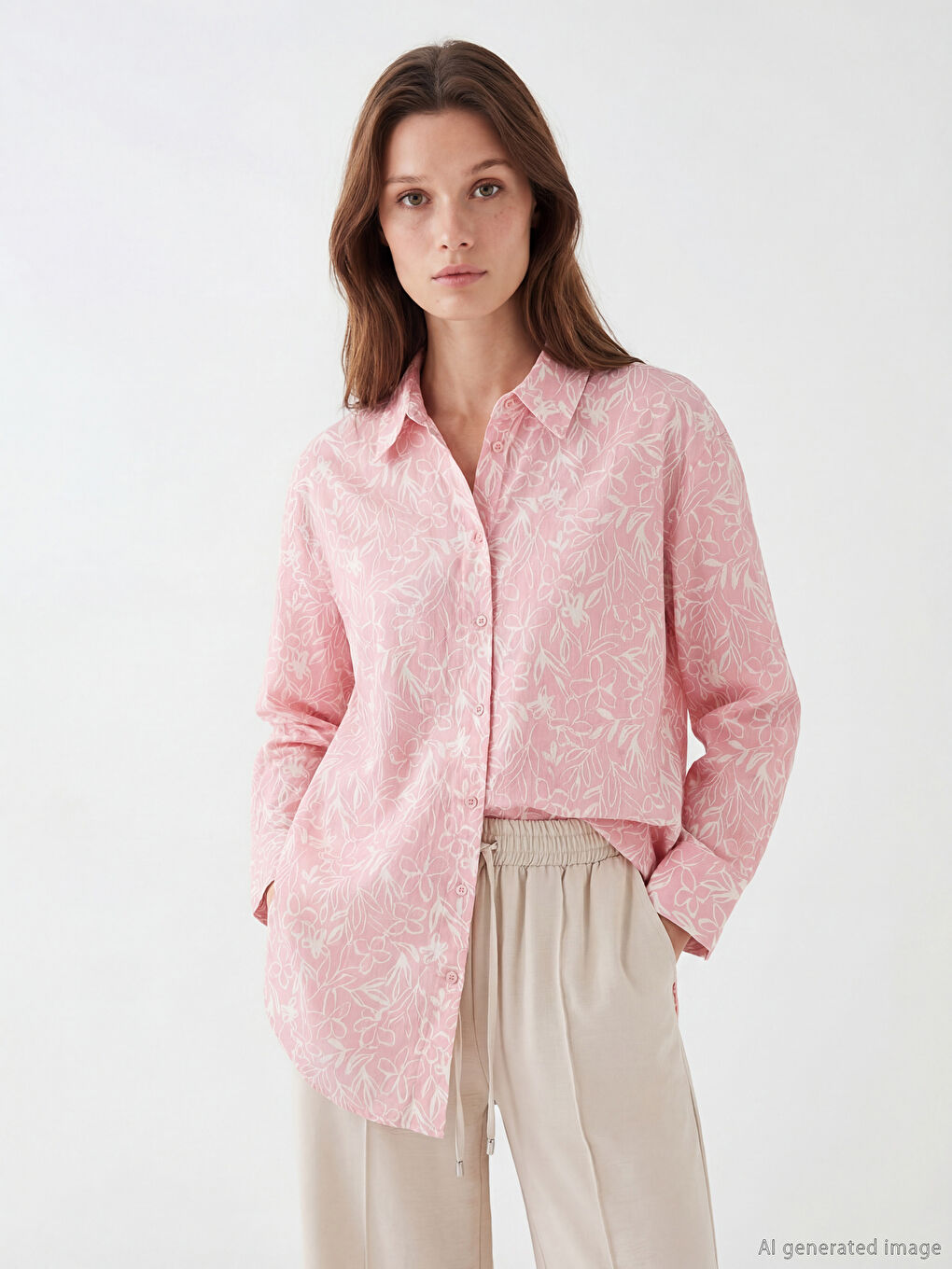 Desenli Oversize Kadın Gömlek Tunik