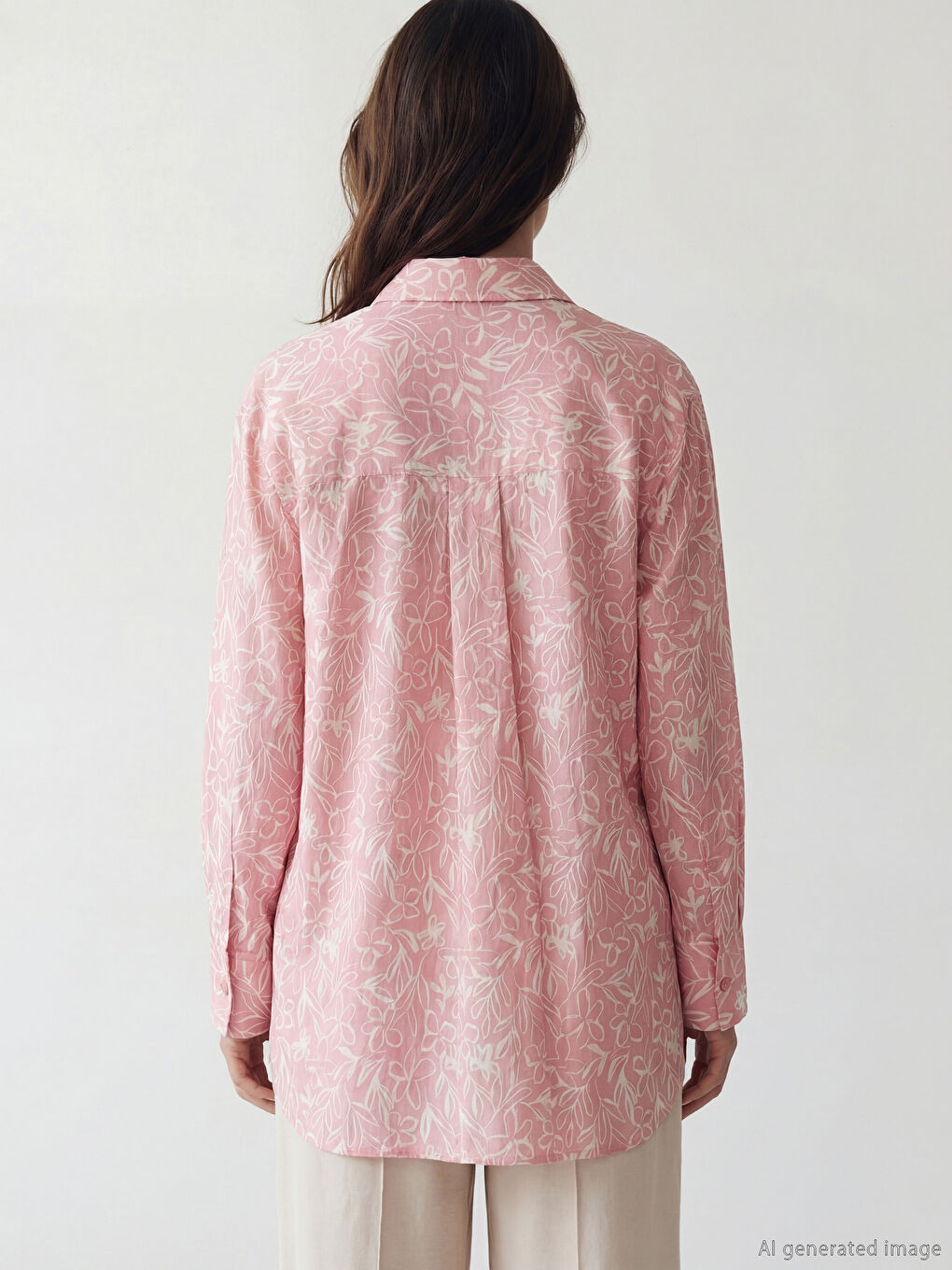 Desenli Oversize Kadın Gömlek Tunik-3