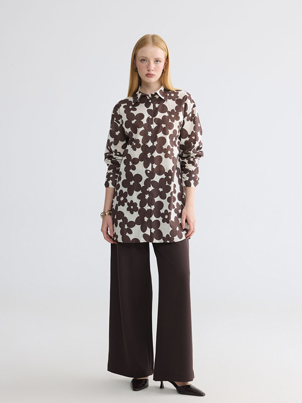 Жена Кафяво Риза-туника-1