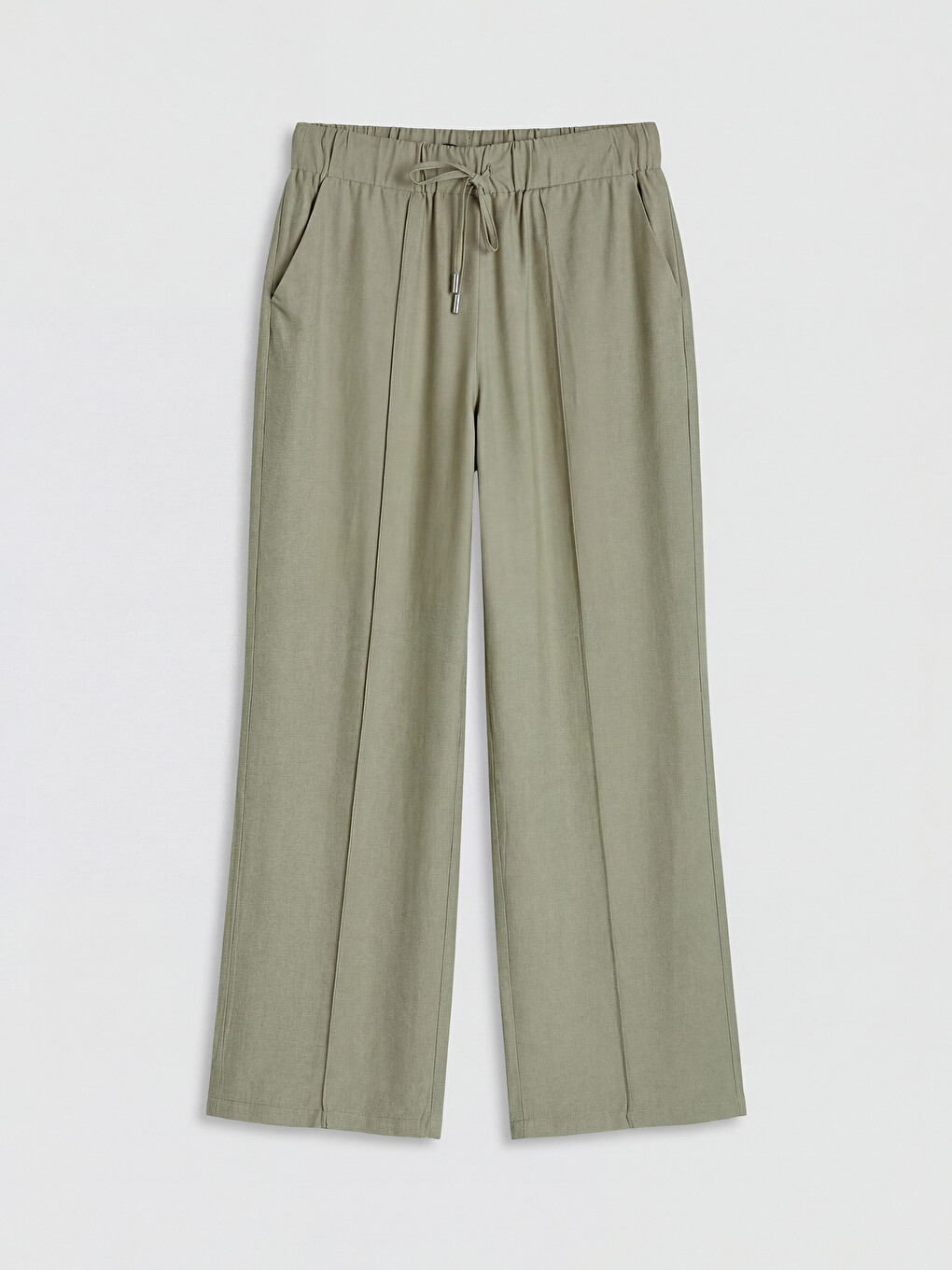 Pantaloni Femei Cu Talie Elastică Wide Leg-4
