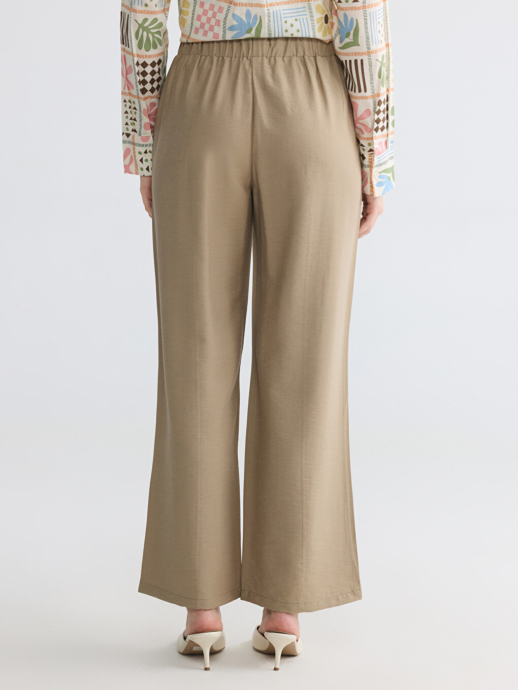 Pantaloni Femei Cu Talie Elastică Wide Leg-3