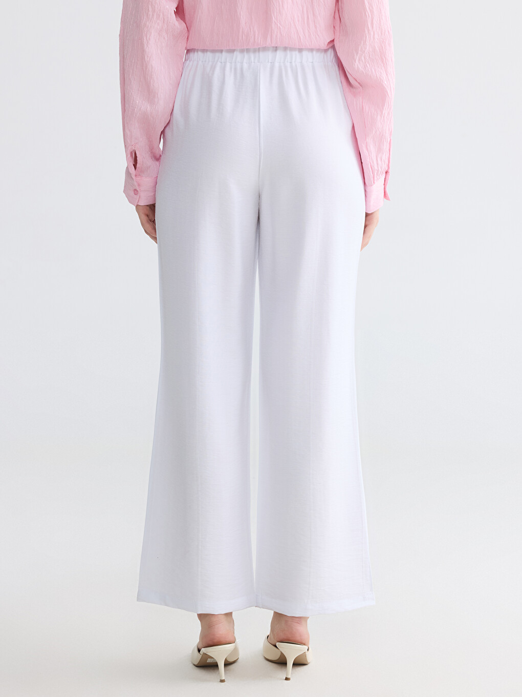 Pantaloni Largi cu Talie Elastică pentru Femei-3