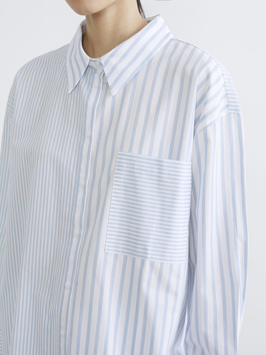 Striped Poplin Women's Shirt Tunic-2