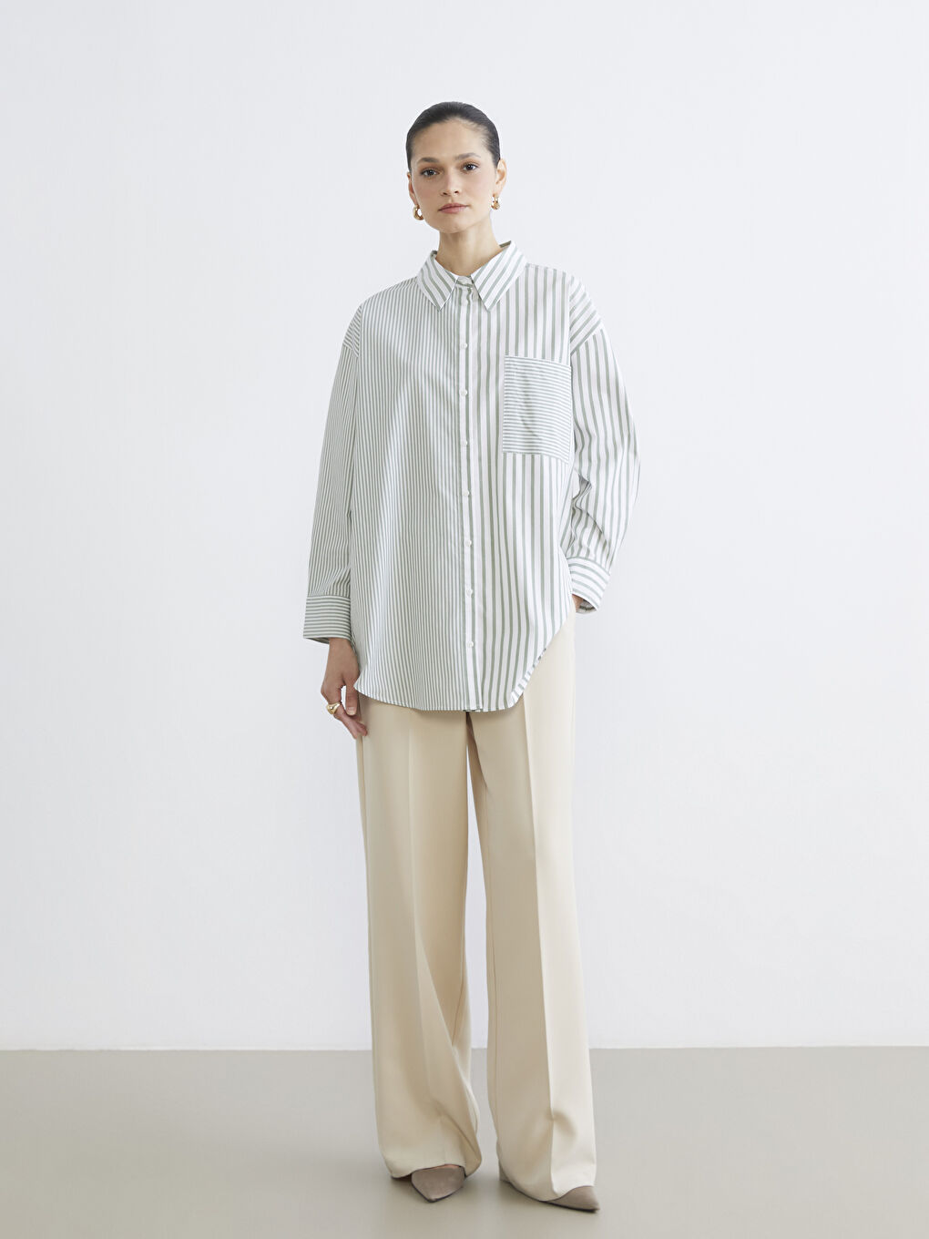 تونيك قميص أخضر امرأة-1