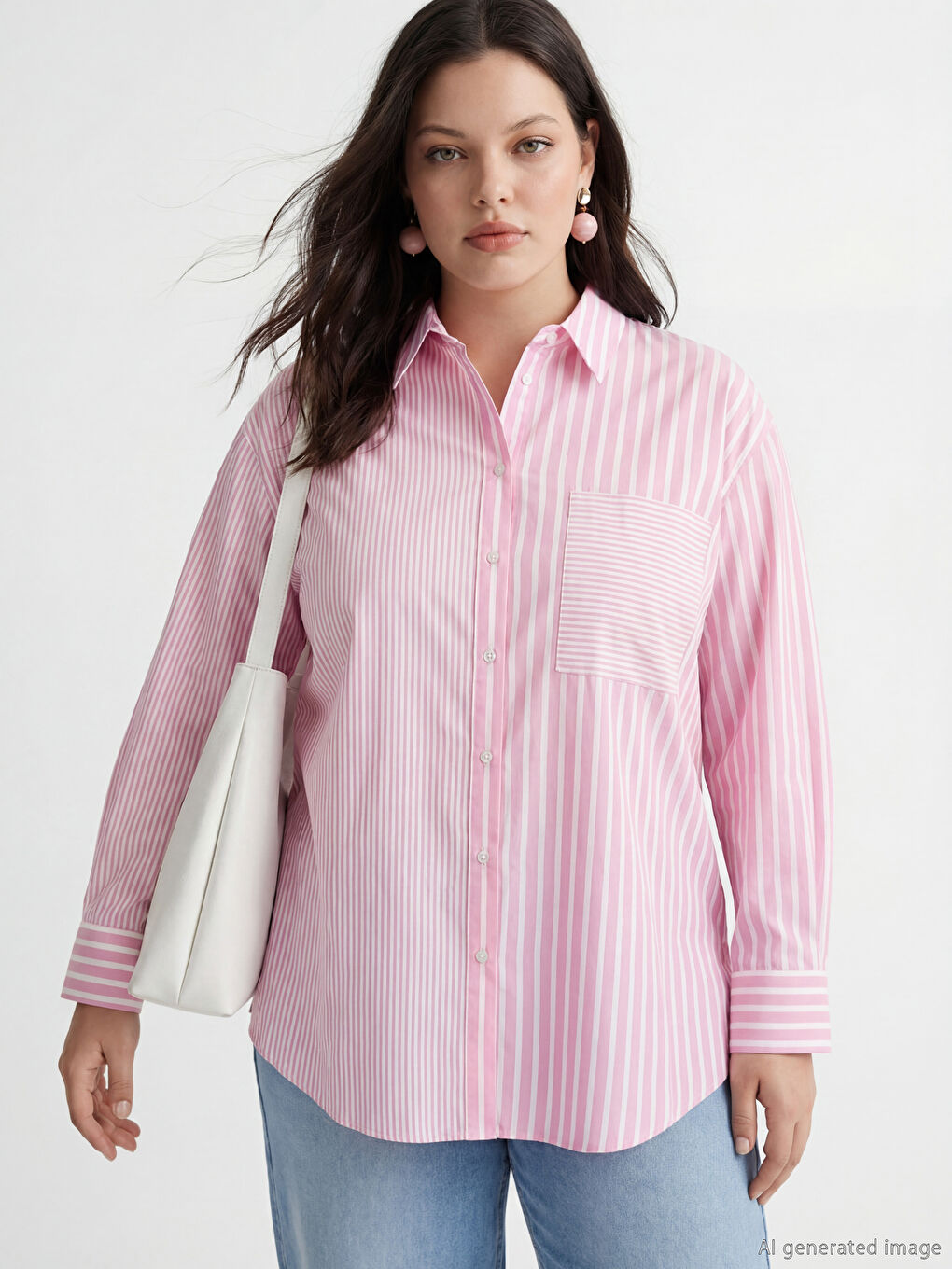 Striped Poplin Women's Shirt Tunic-1
