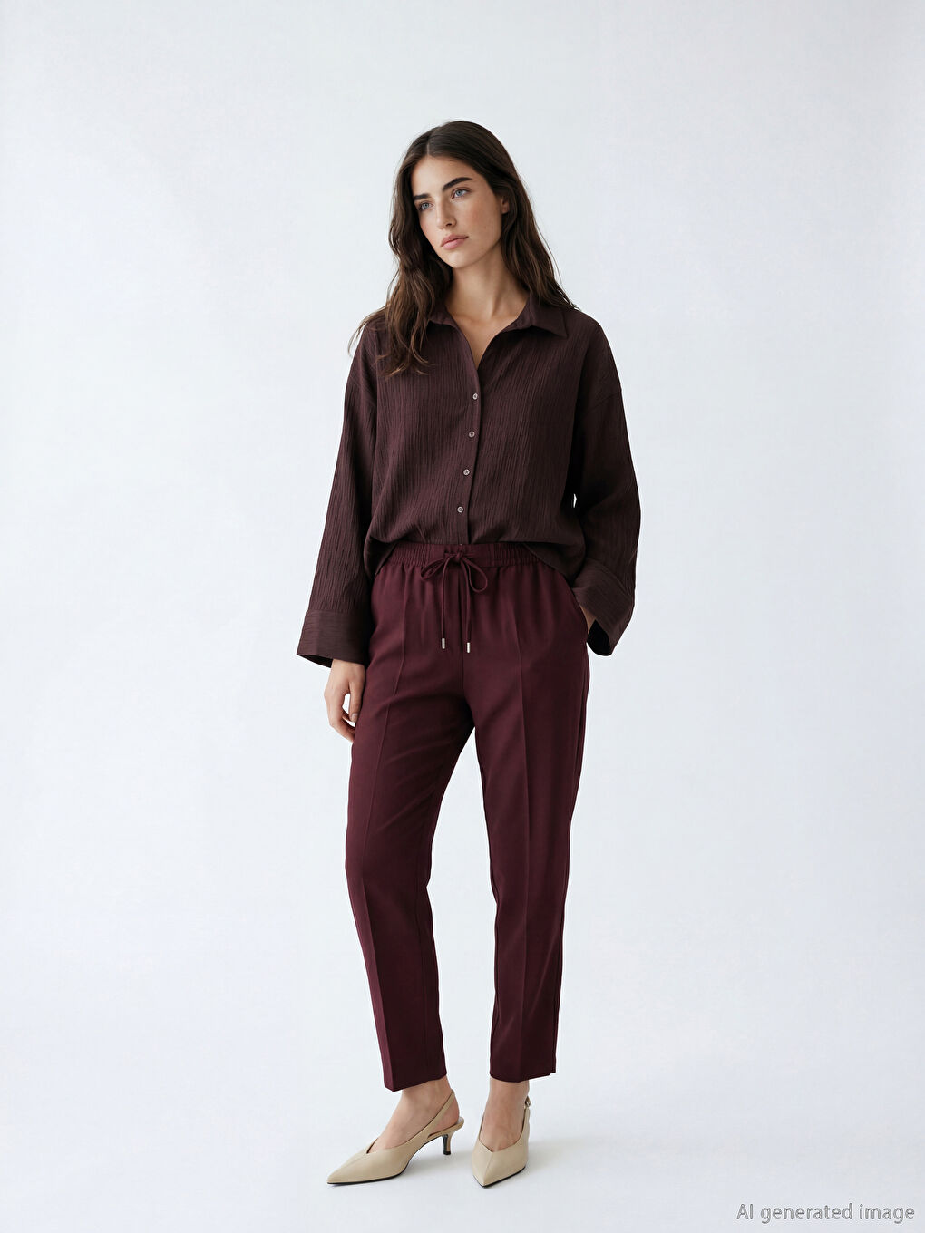 ქალი ბორდოსფერი შარვალი