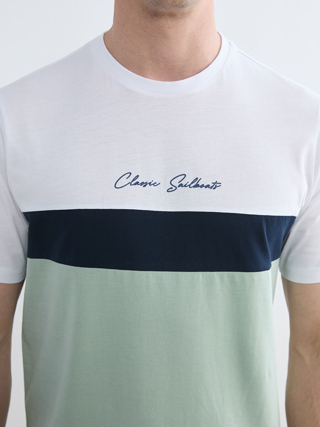 Crew Neck Color Block Jersey Men's T-Shirt-2